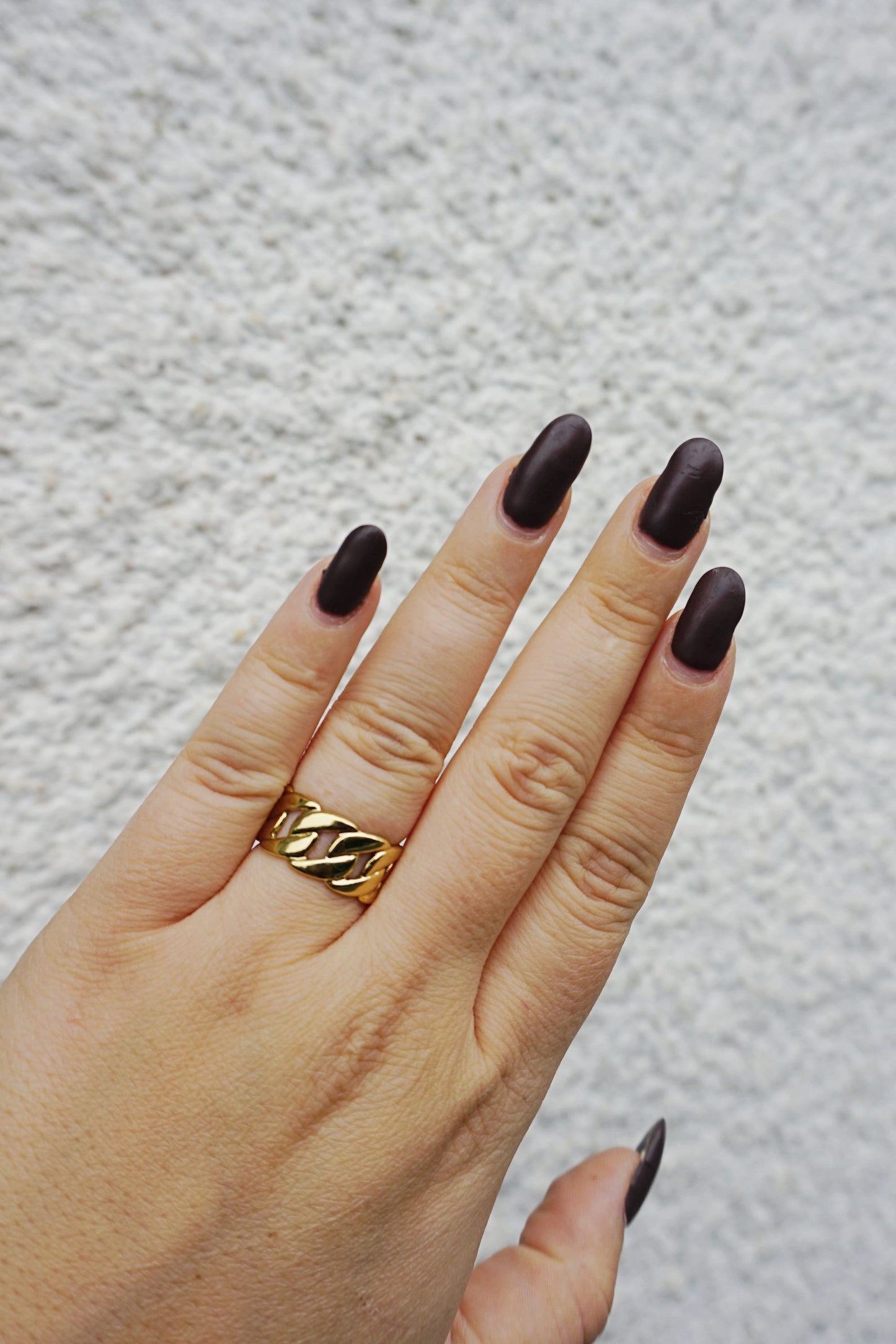 Bague grosse chaîne dorée