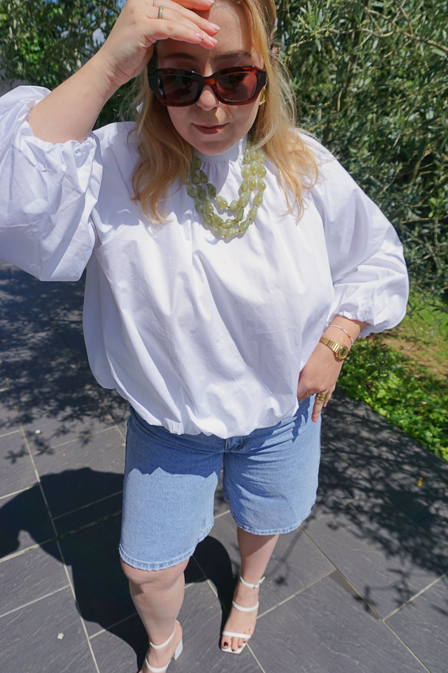 Bermuda jean bleu clair