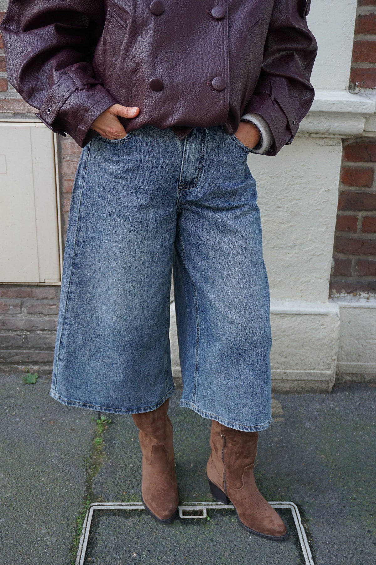 Bermuda jupe-culotte en jean