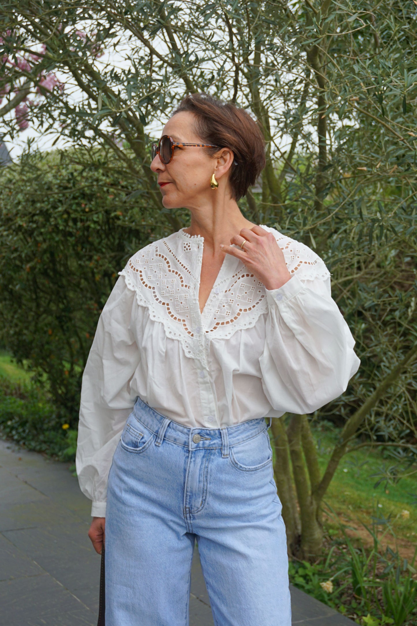 Blouse blanche broderie coton