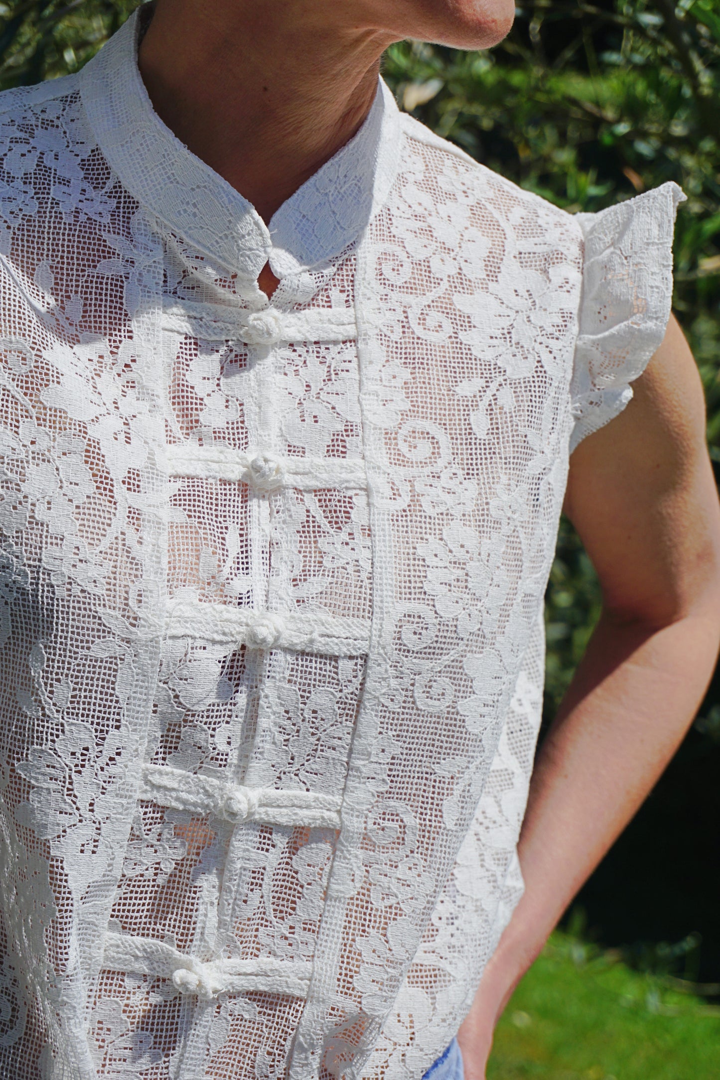 Blouse blanche col mao