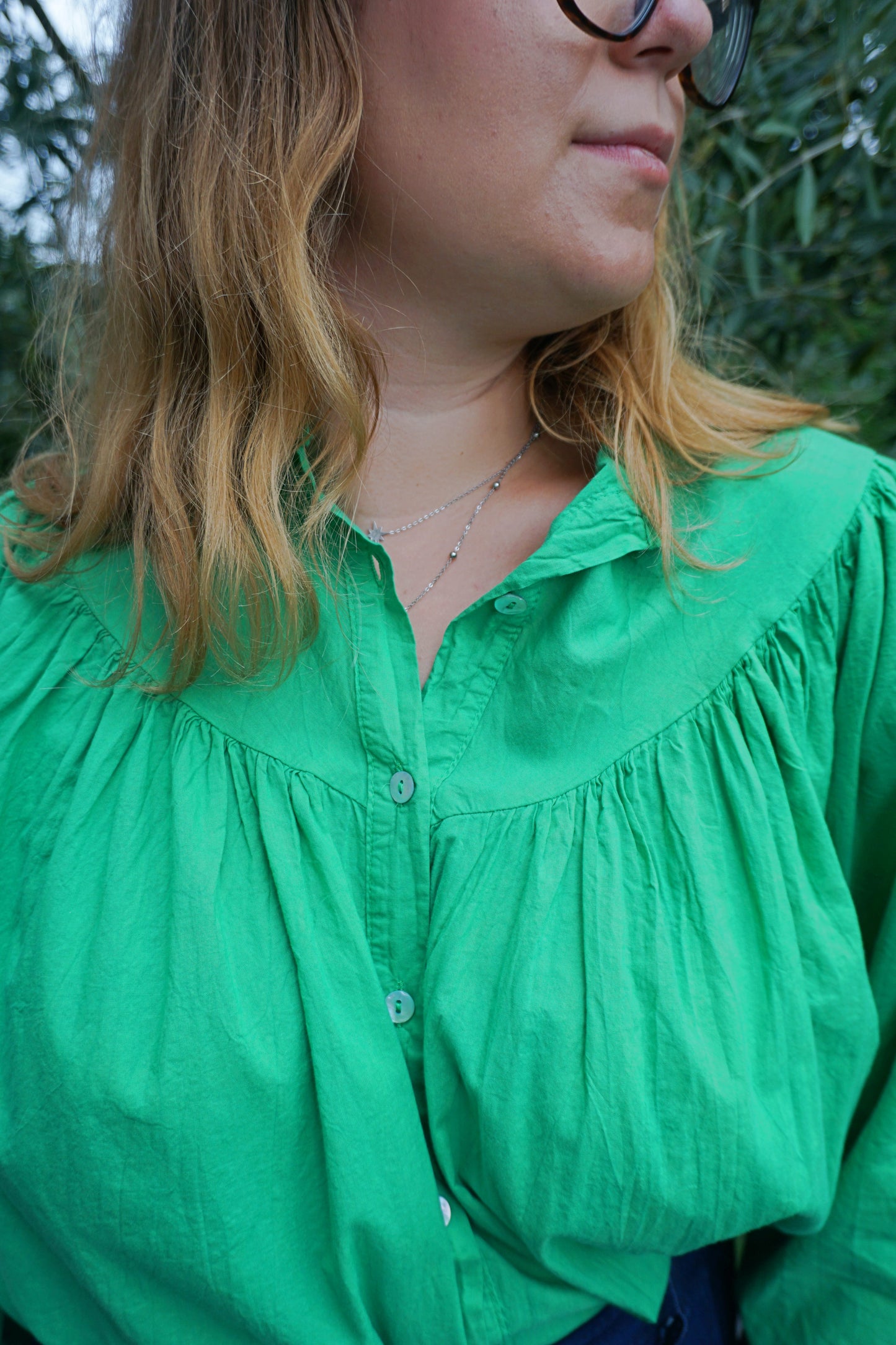 Blouse fluide coton verte