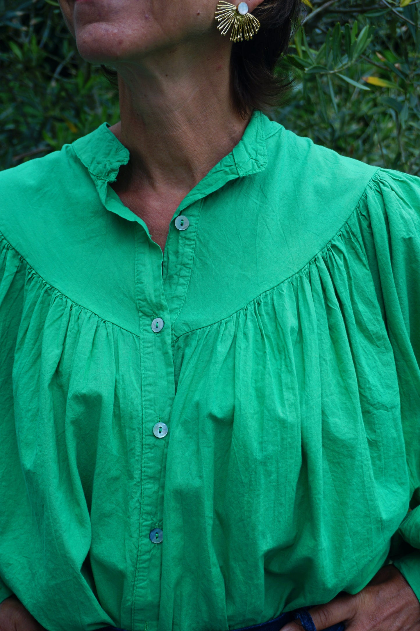 Blouse fluide coton verte