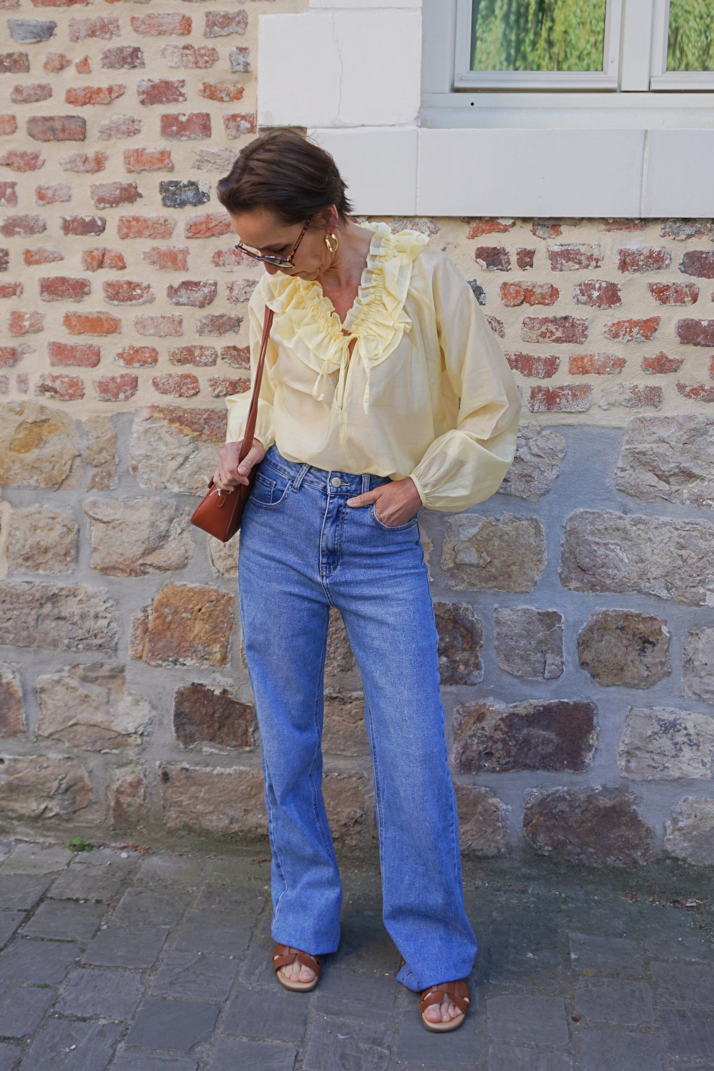 Blouse jaune beurre fluide volants