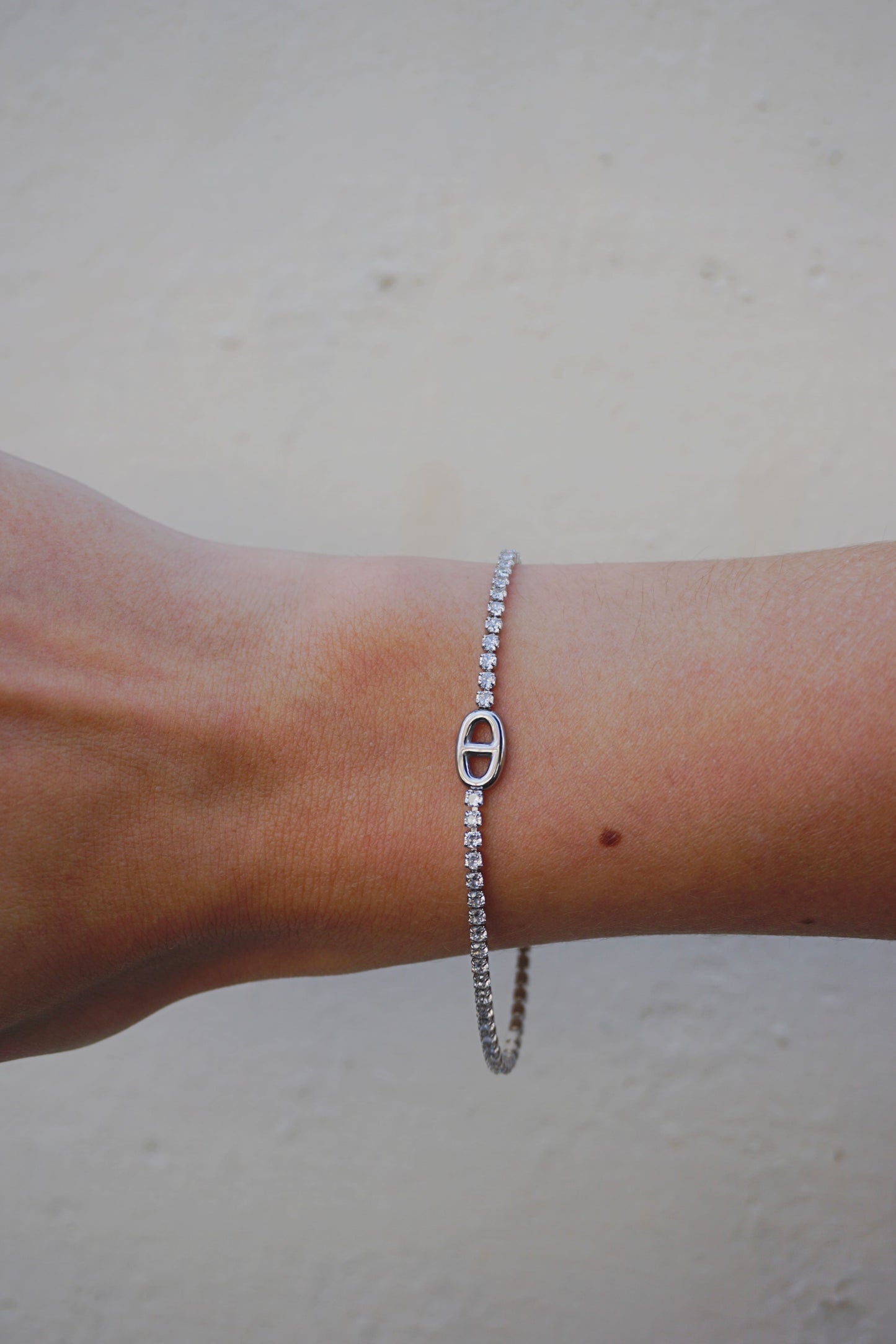 Bracelet argenté strass et boucle
