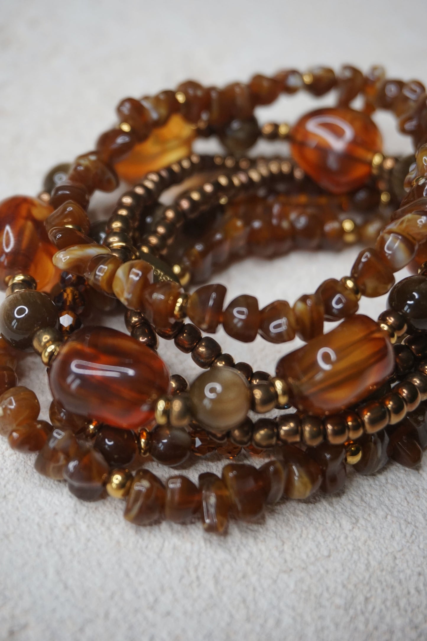 Bracelet multiple pierres marrons