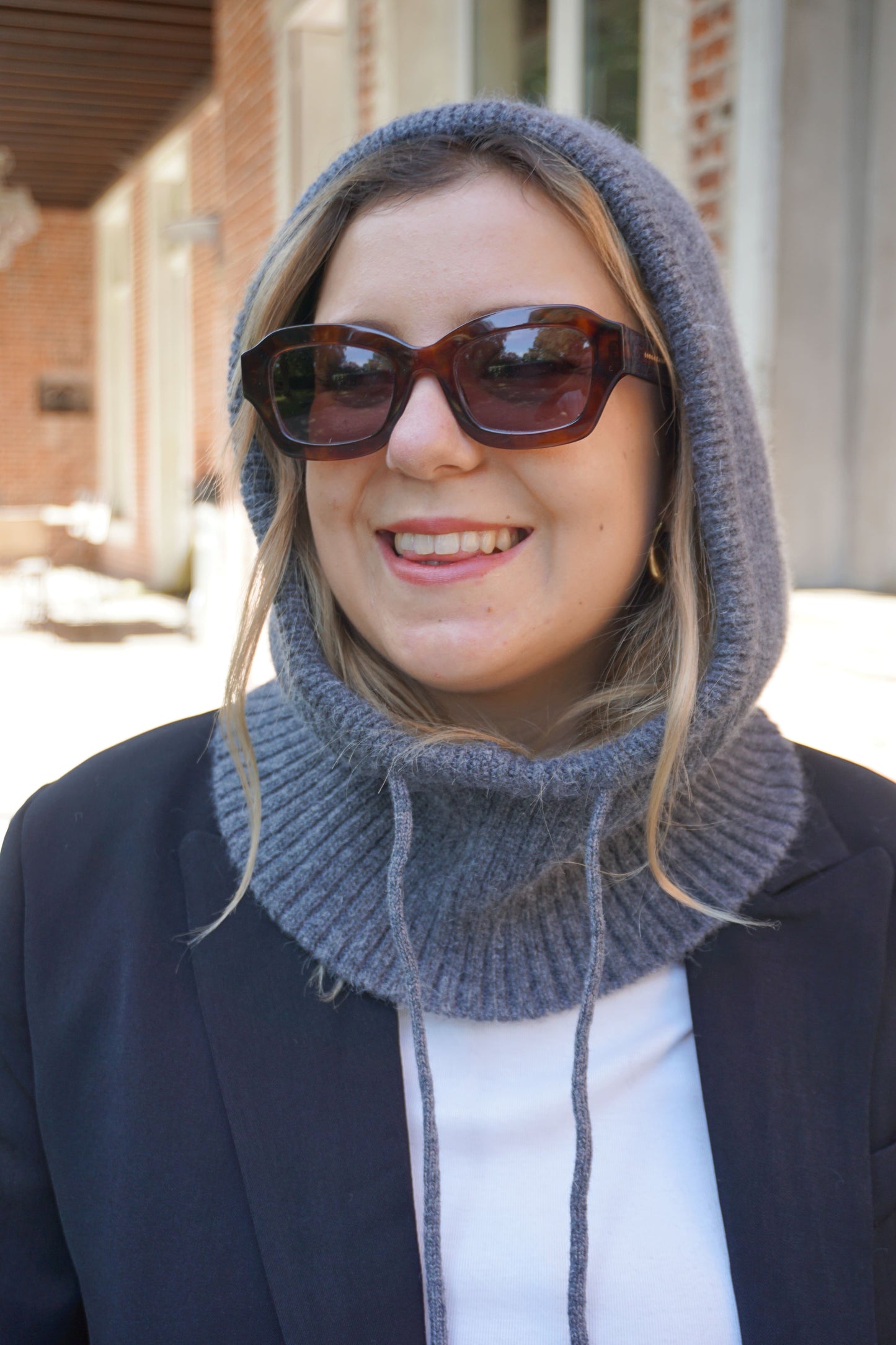 Cagoule laine angora grise