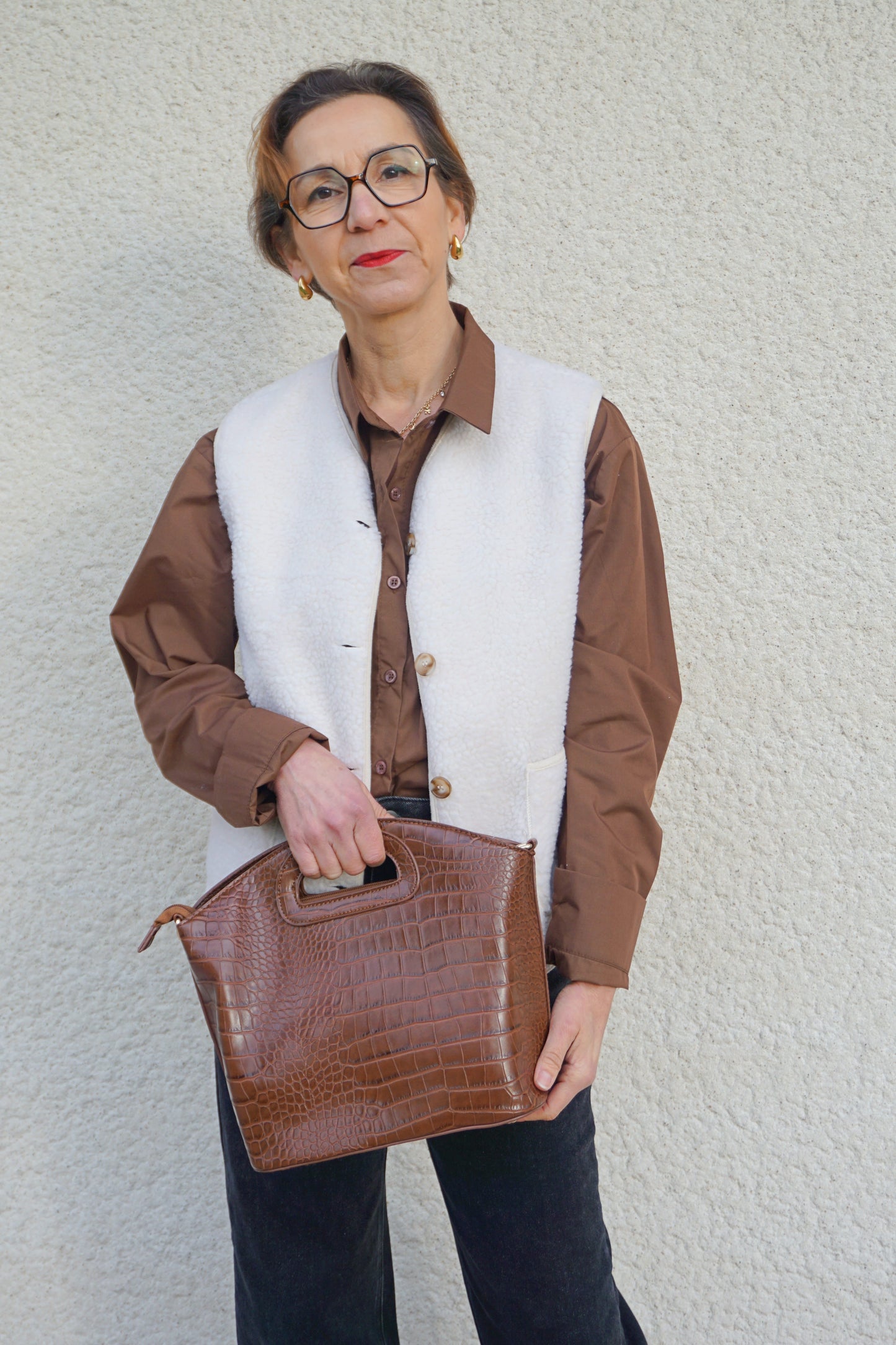 Chemise marron chocolat coton