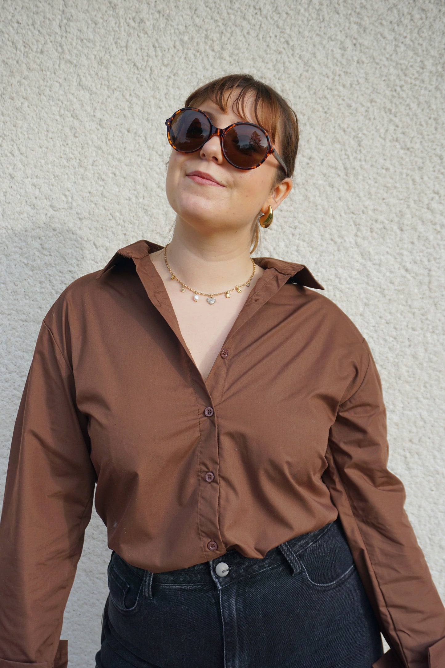 Chemise marron chocolat coton