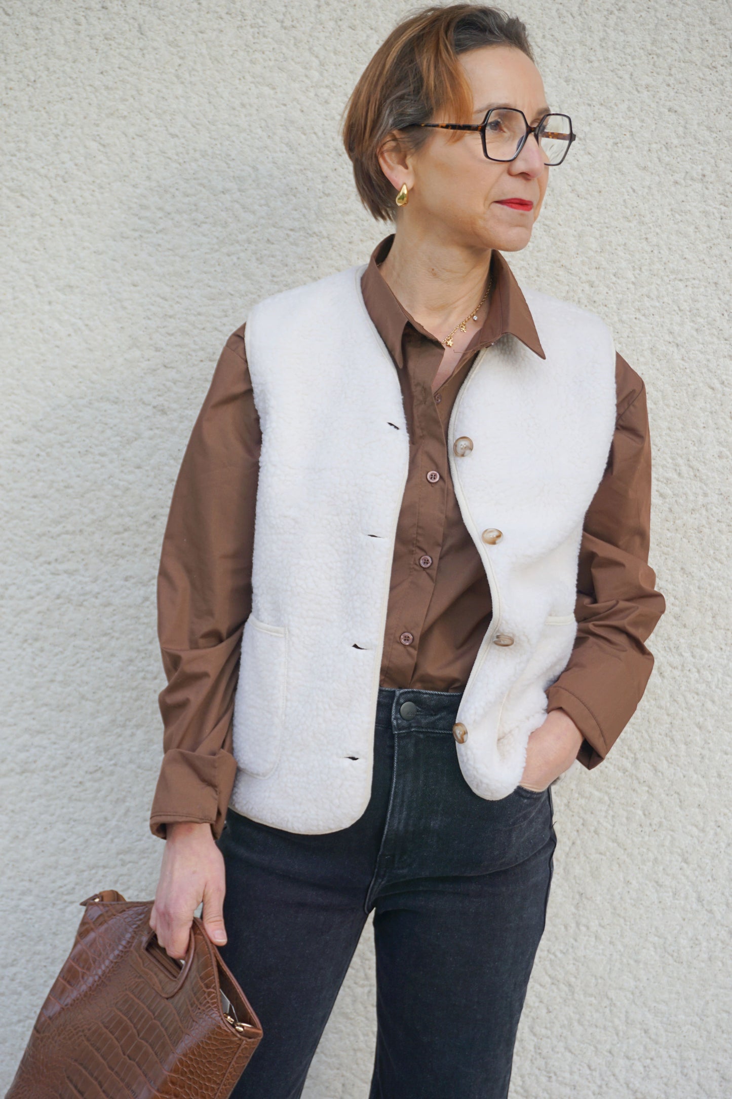 Chemise marron chocolat coton