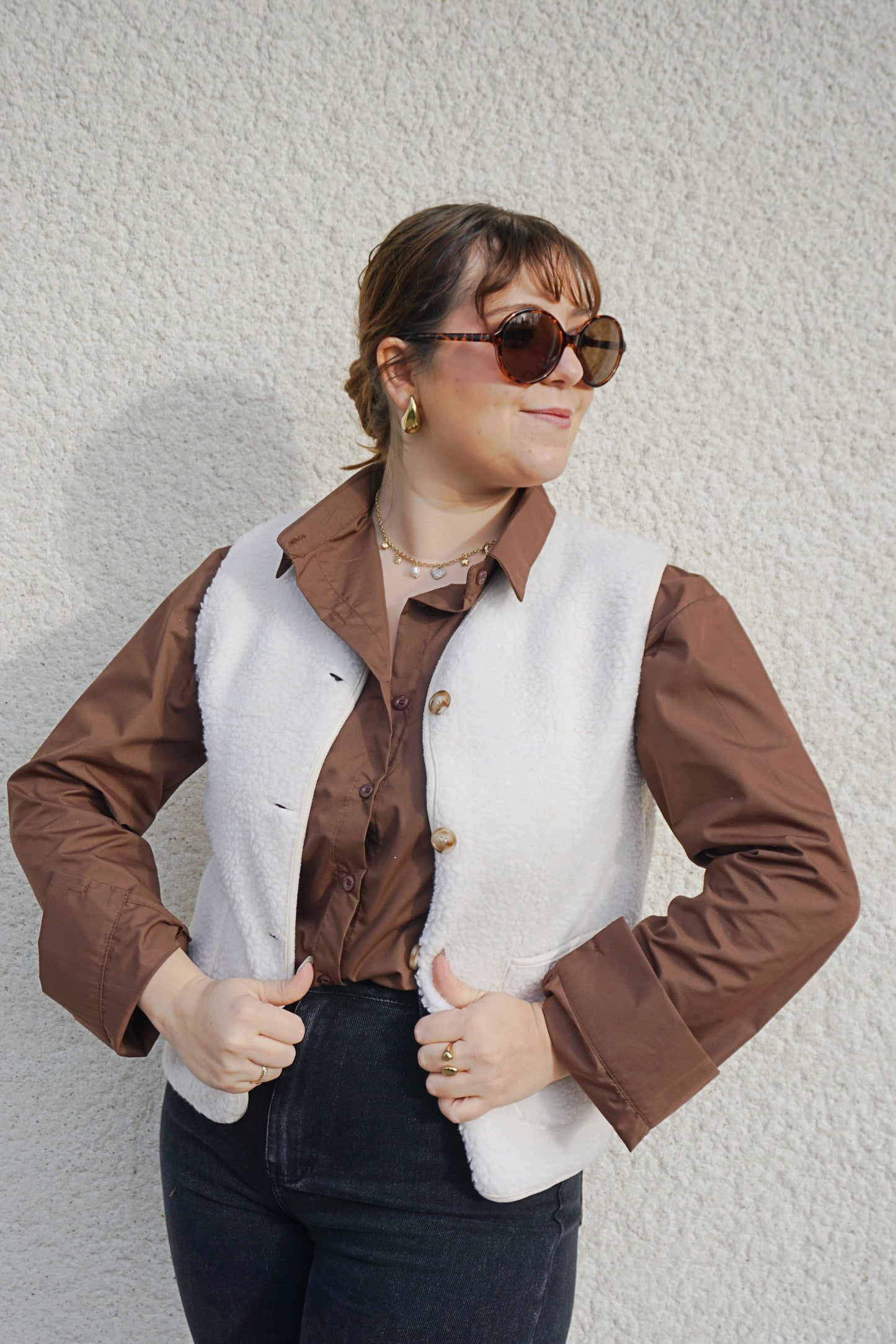 Chemise marron chocolat coton