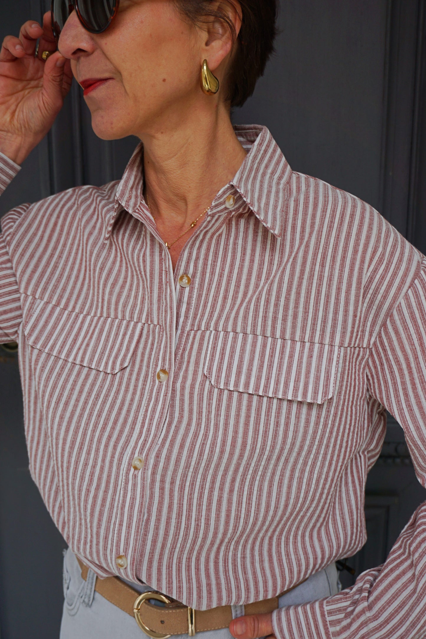 Chemise rouge rayée