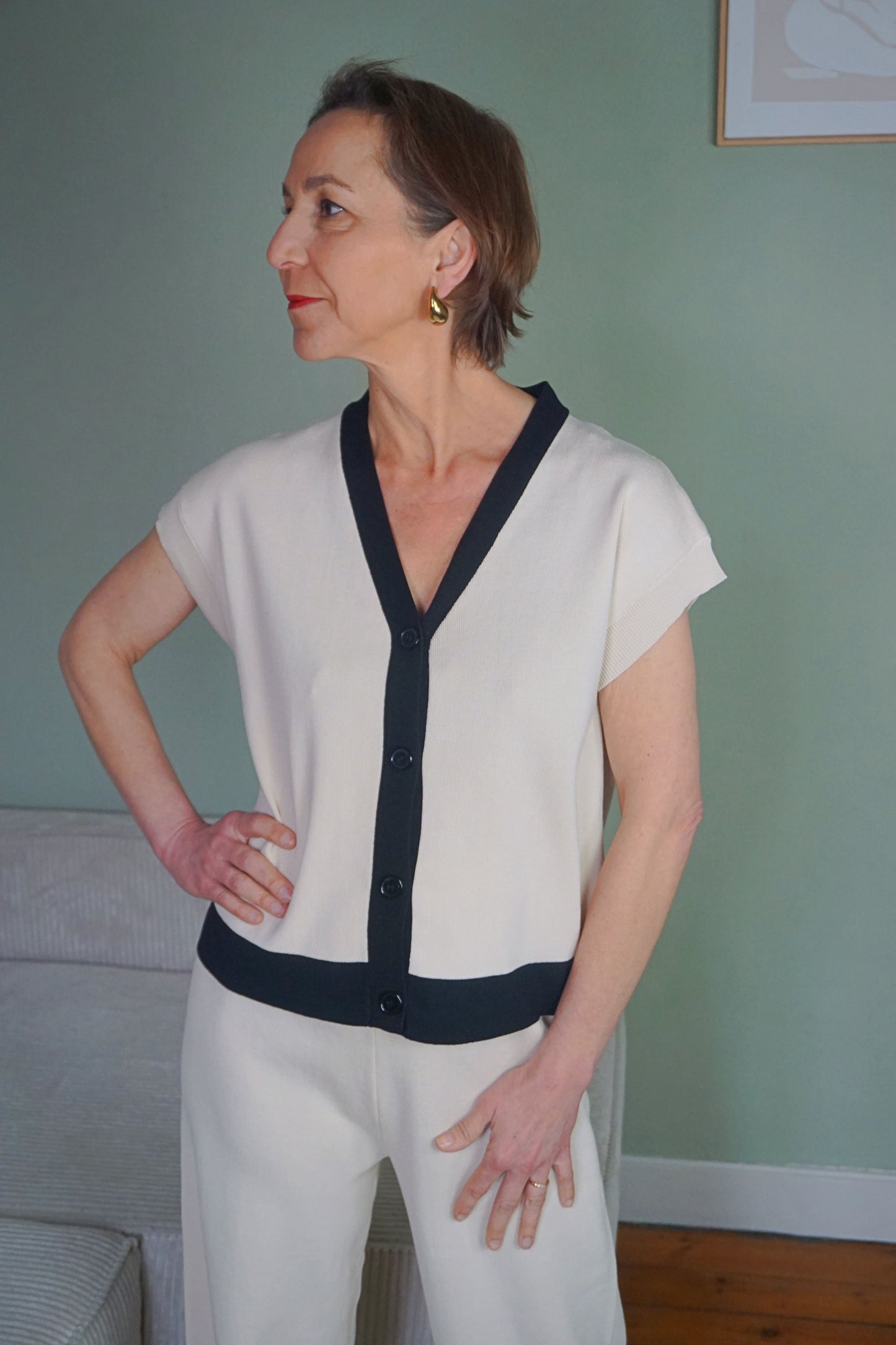 Ensemble maille crème et noir