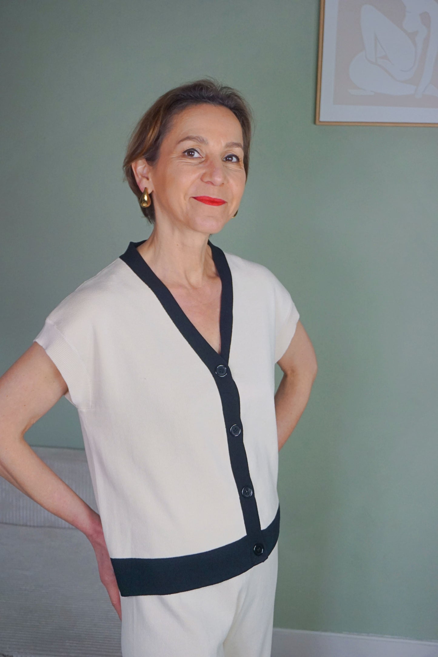 Ensemble maille crème et noir