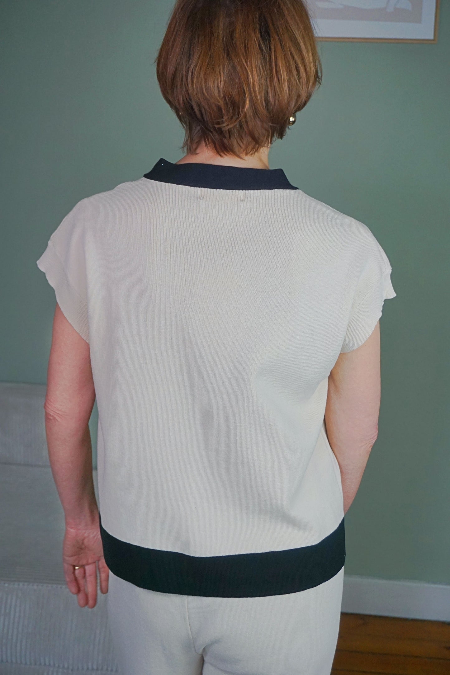 Ensemble maille crème et noir