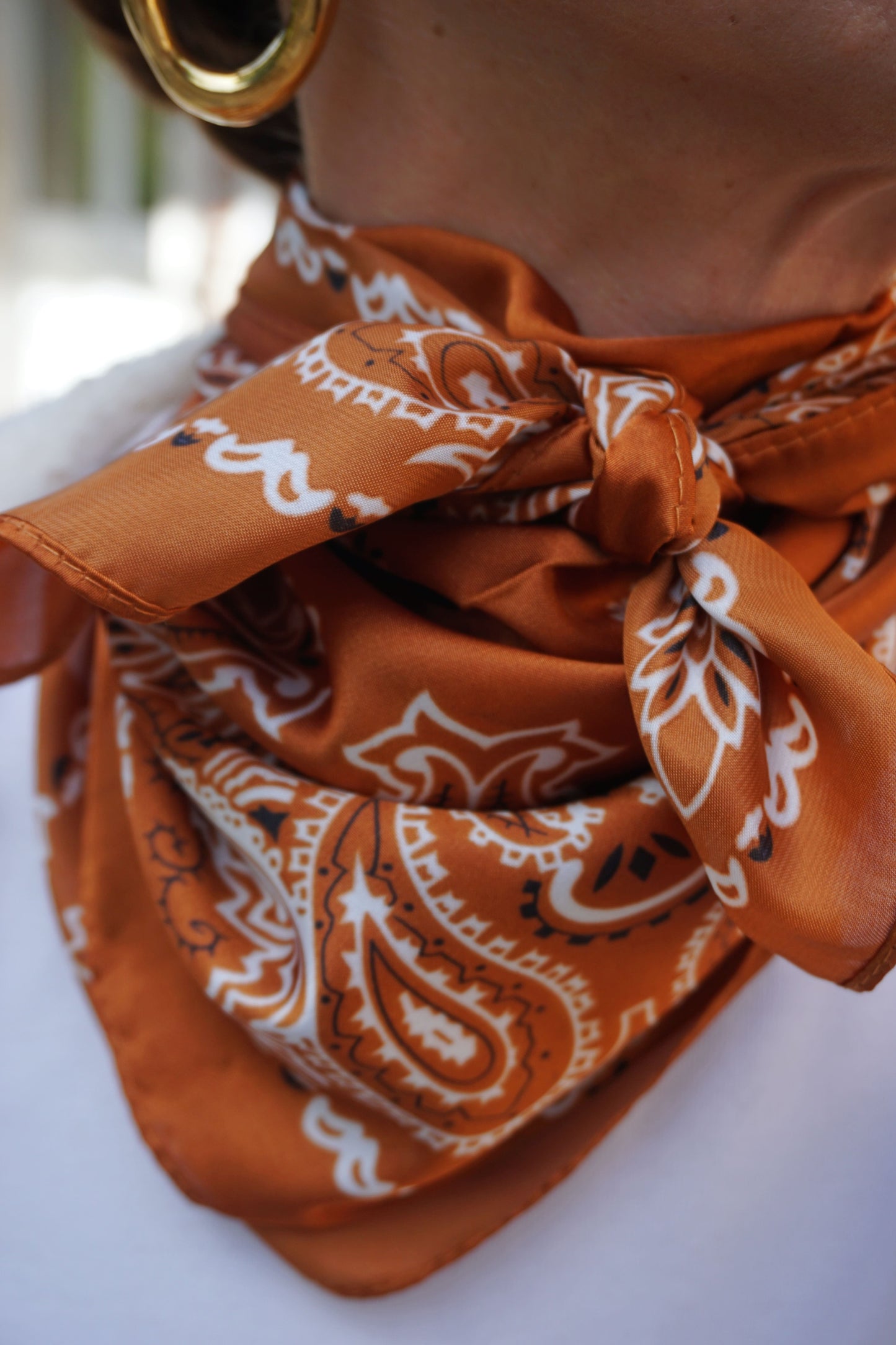 Foulard motif cachemire rouille