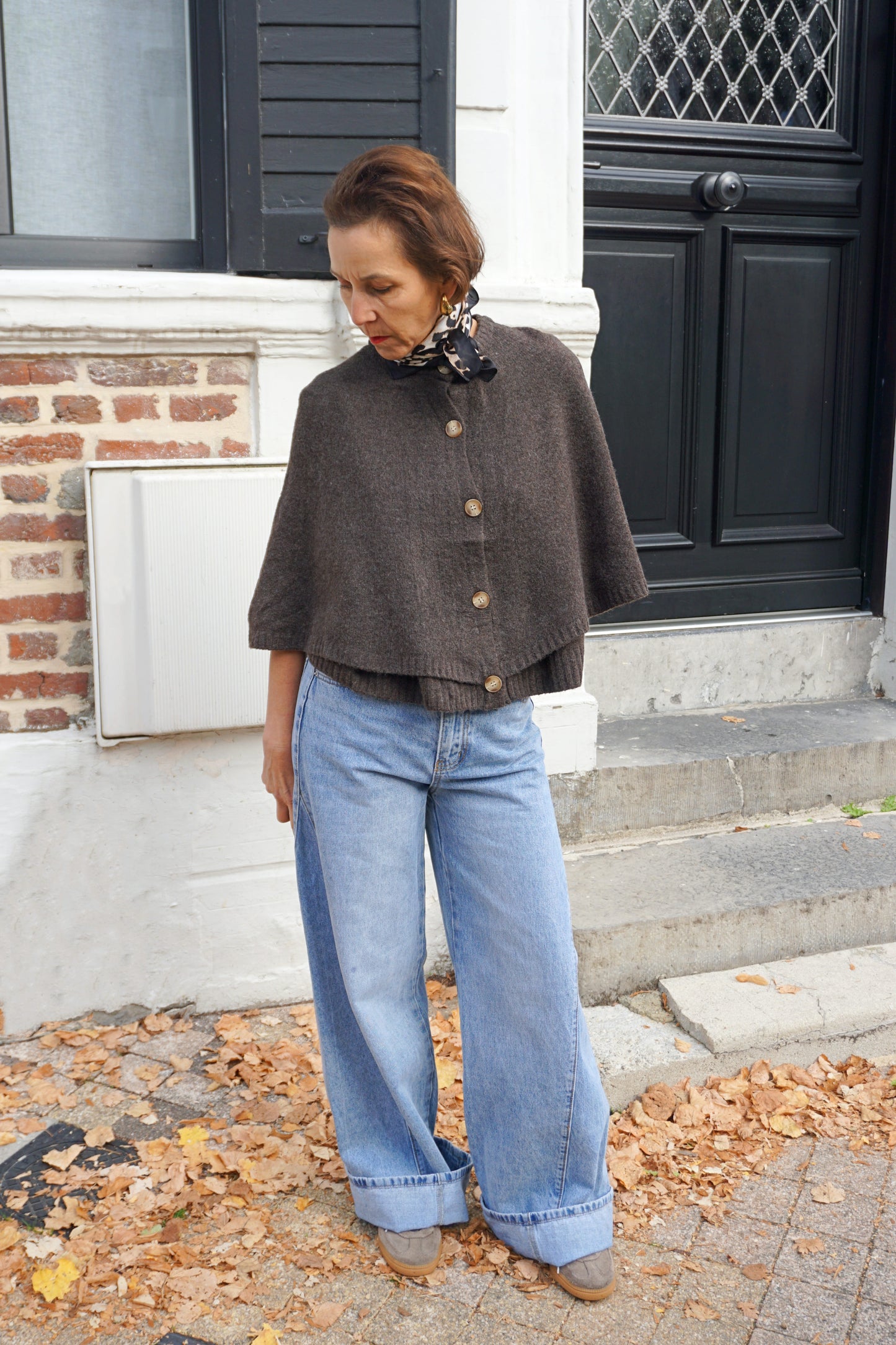 Gilet cape marron foncé