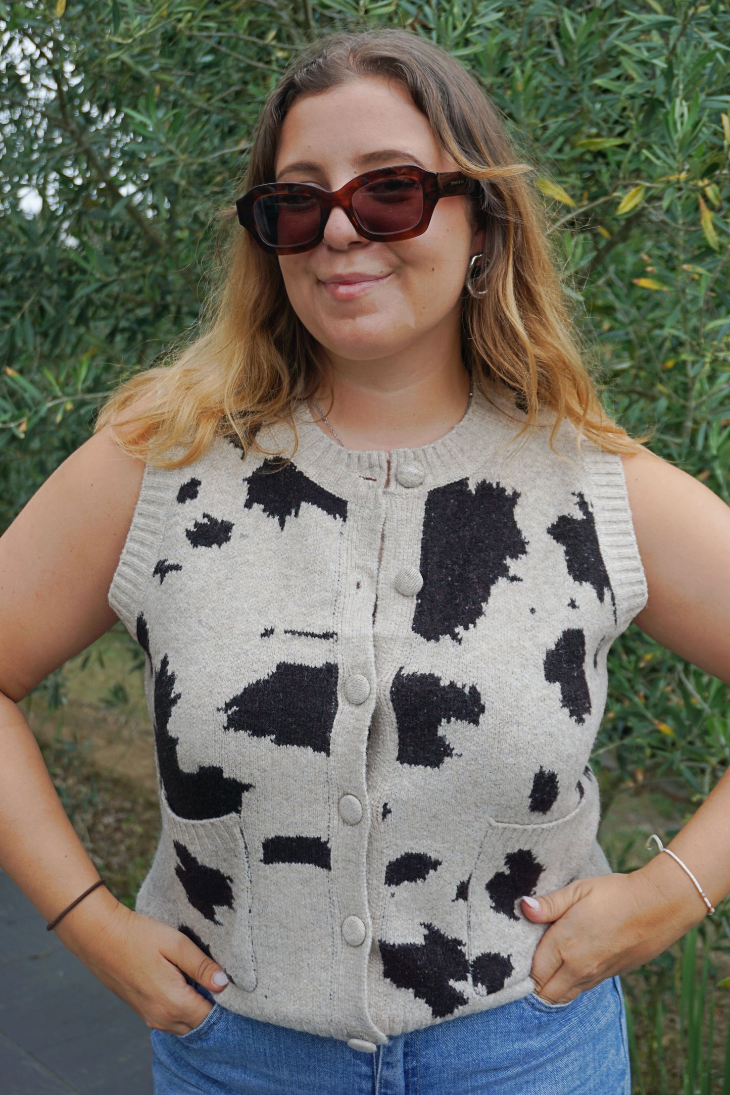 Gilet sans manches motif vache