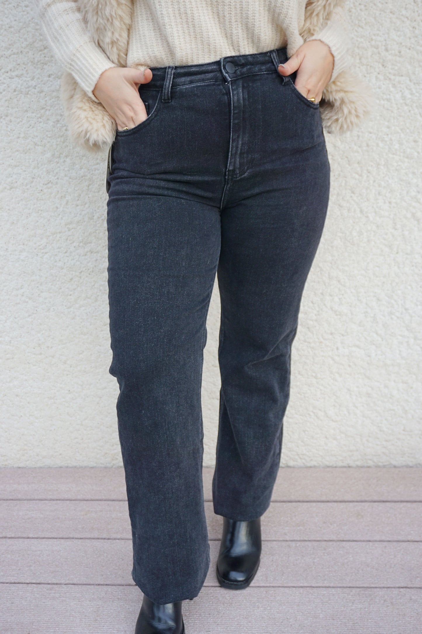 Jean wide leg gris foncé