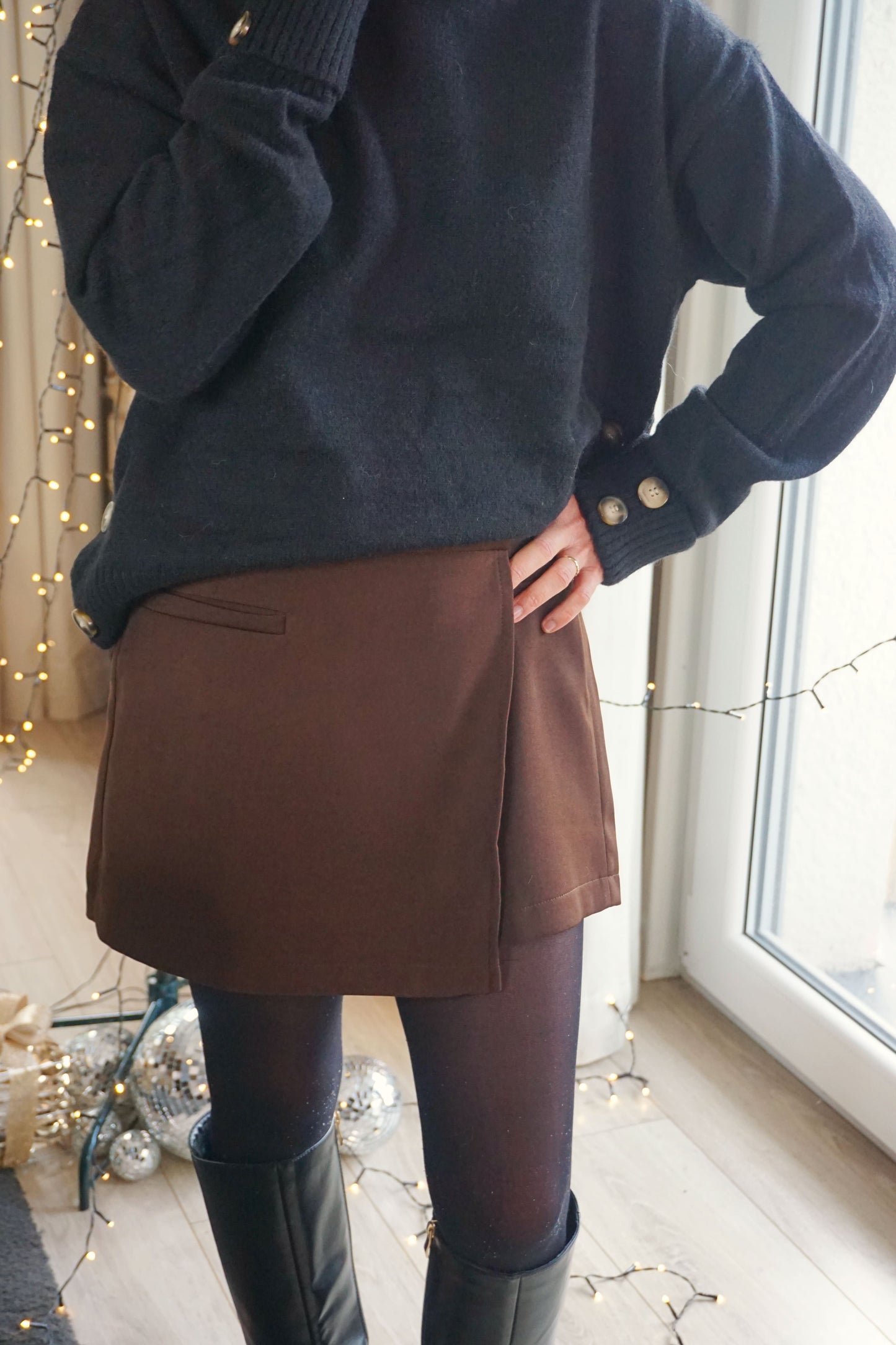 Jupe-short portefeuille marron