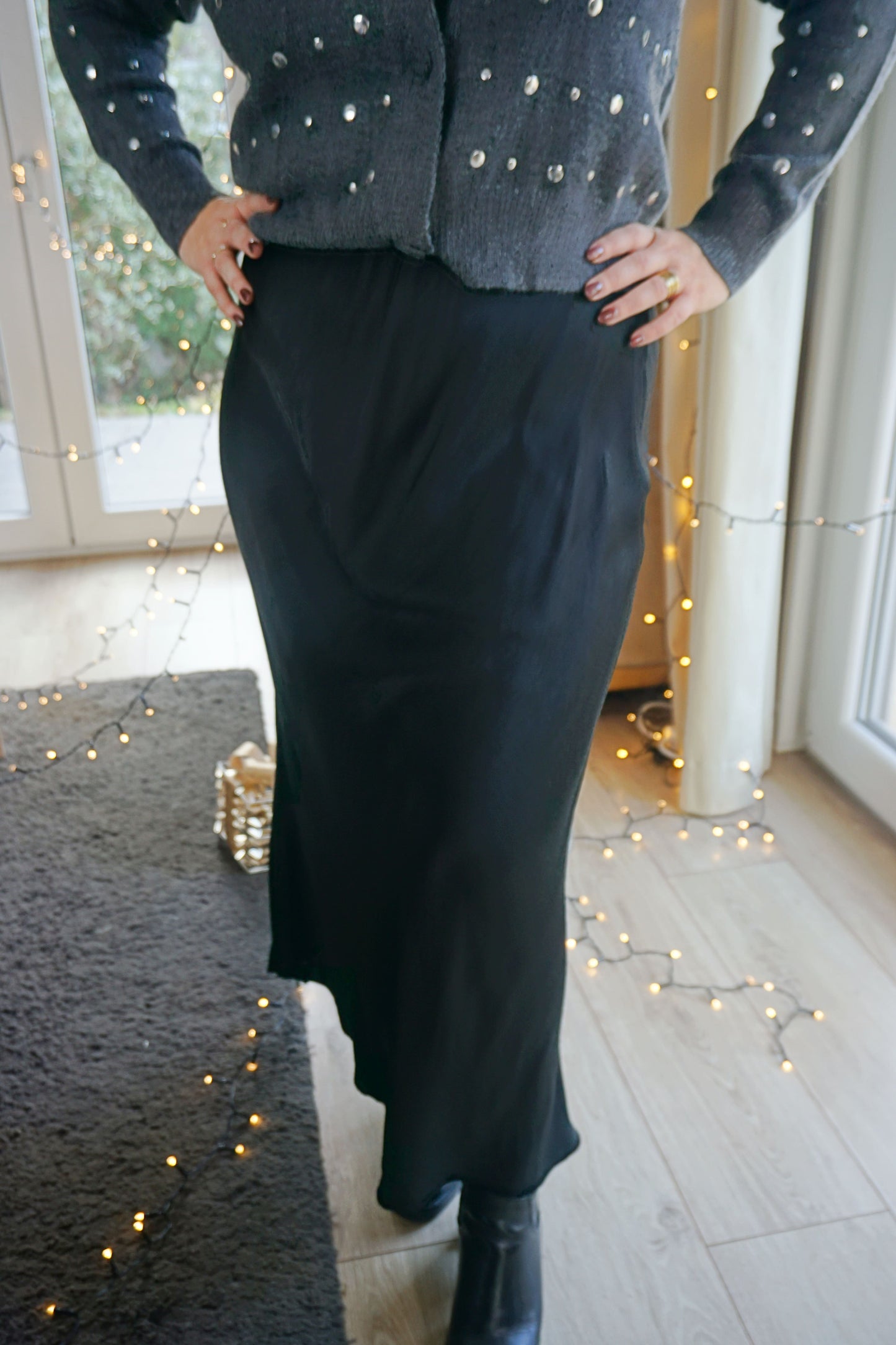 Jupe longue satinée noire