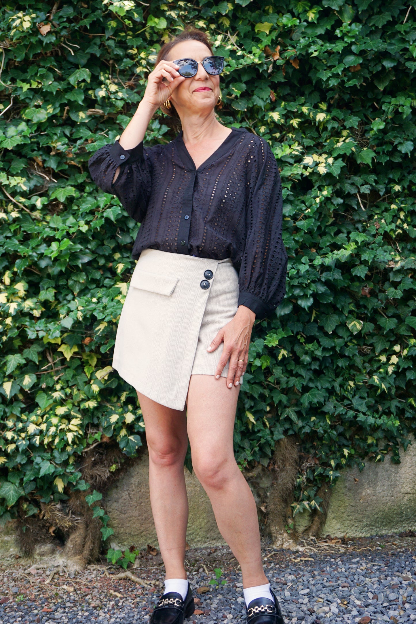 Jupe-short portefeuille beige