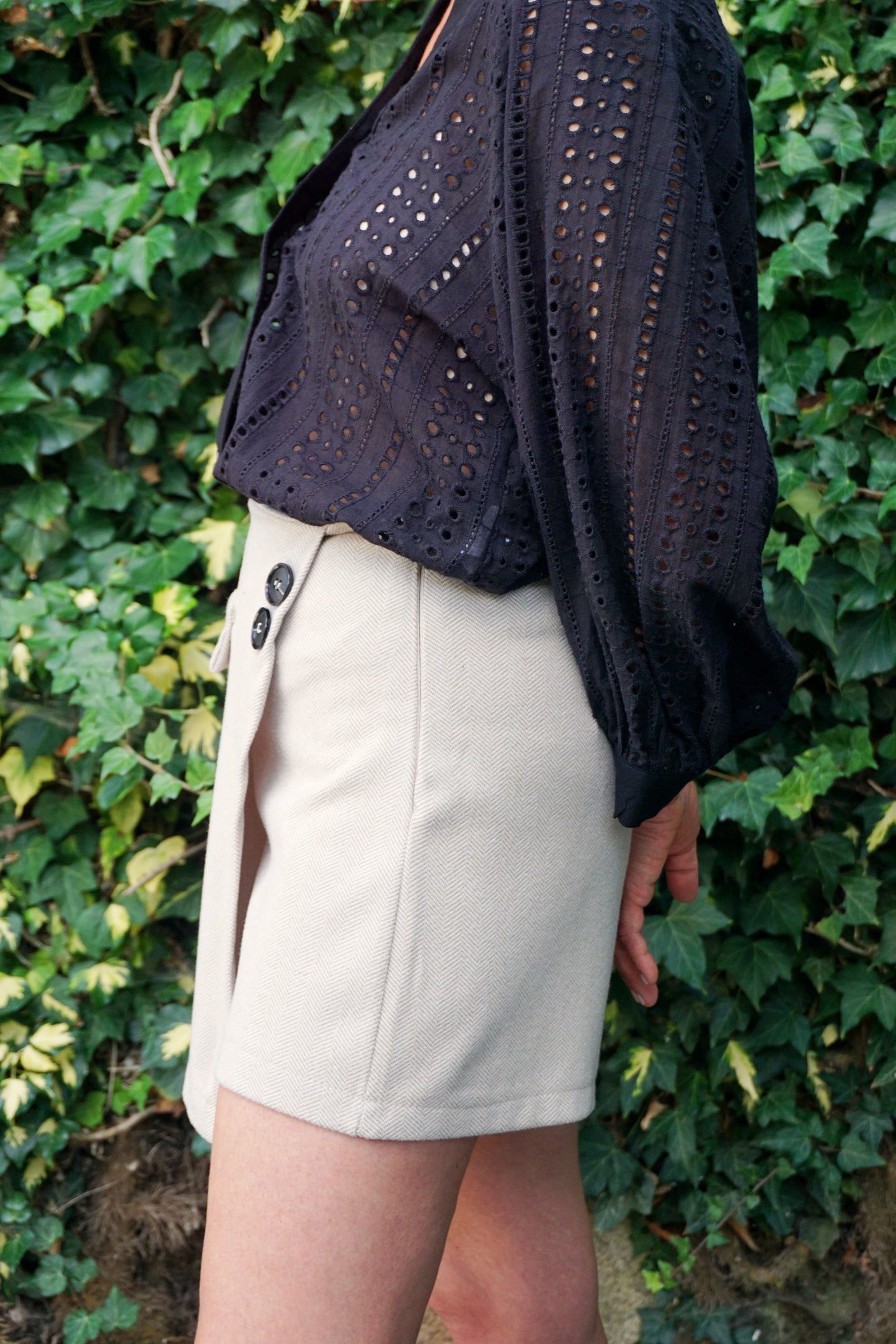 Jupe-short portefeuille beige