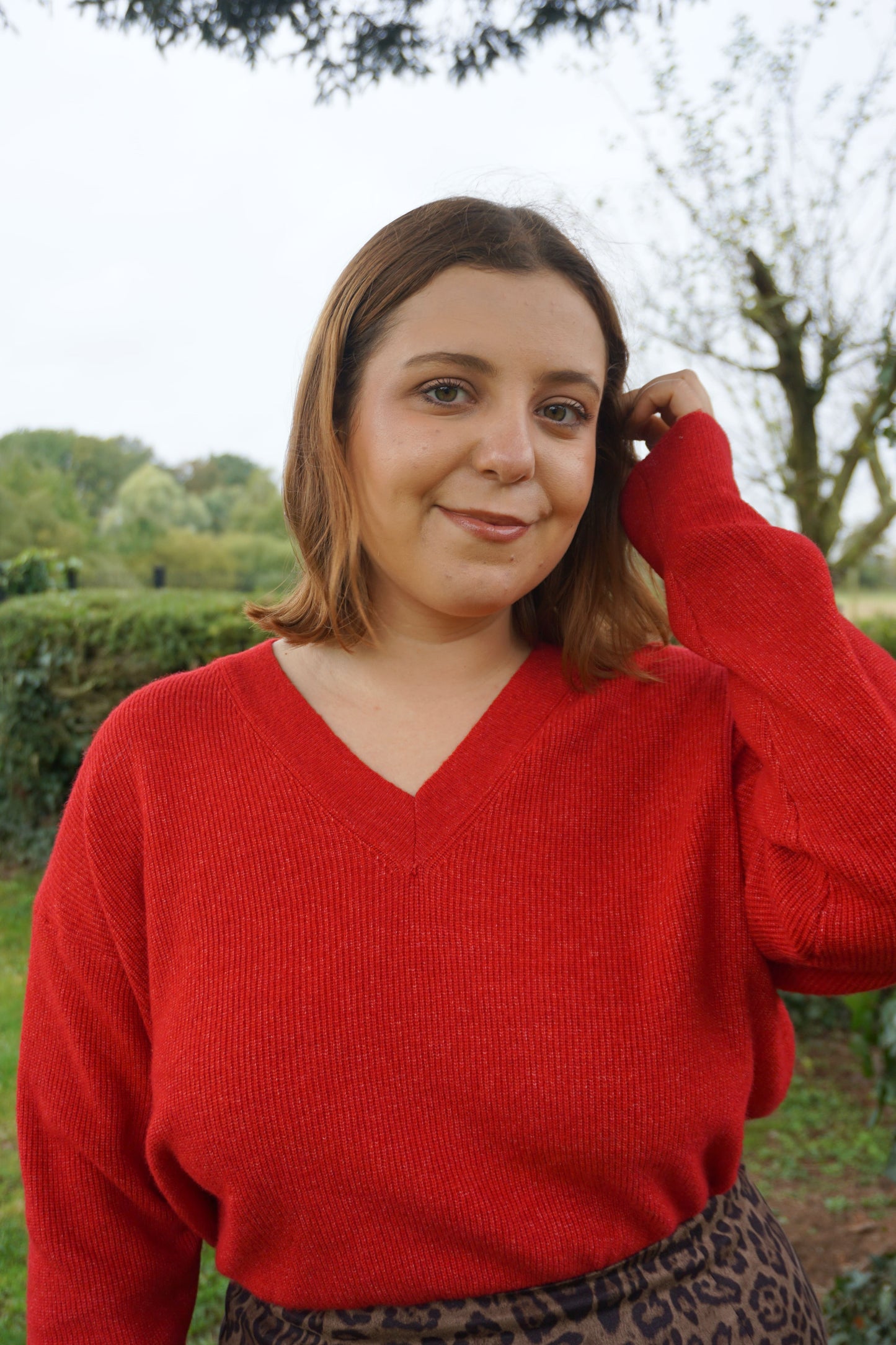 Pull col V rouge