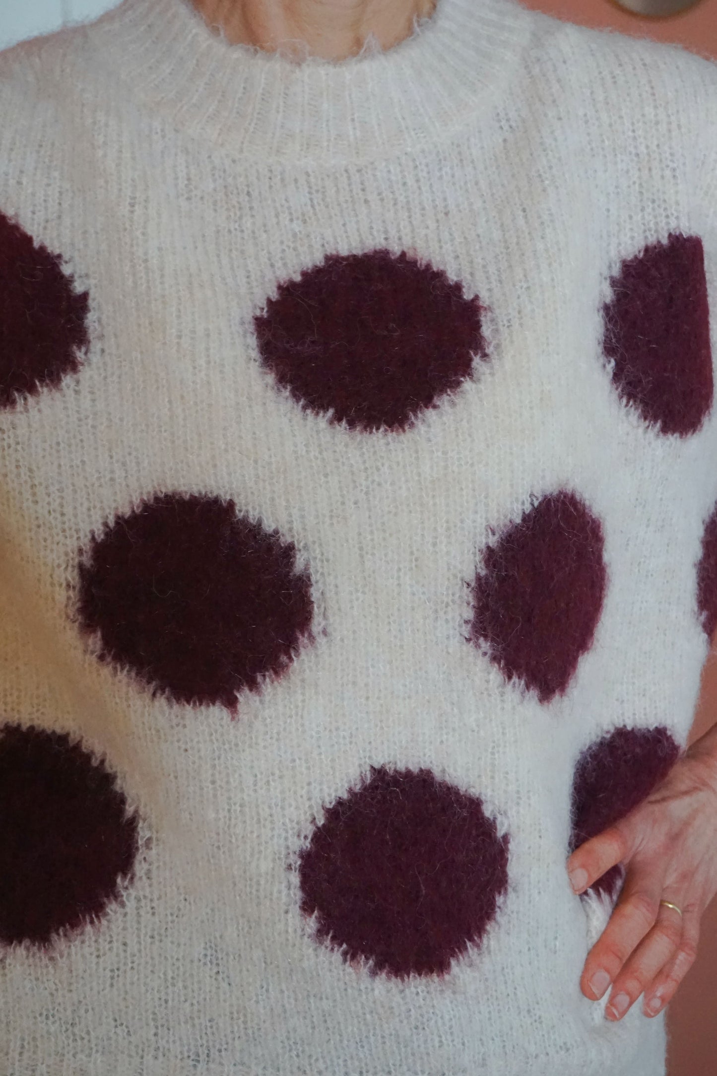 Pull manches 3/4 pois aubergines