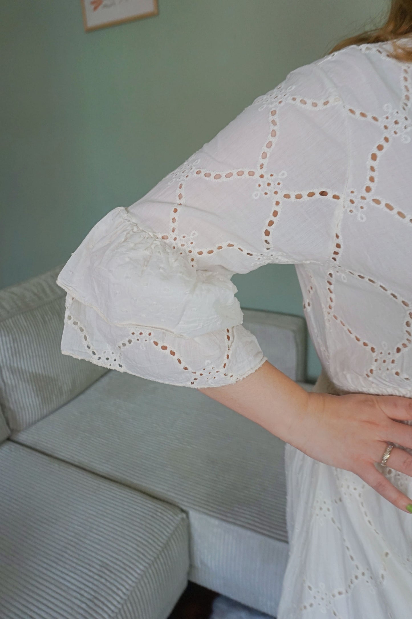 Robe dentelle crème coton