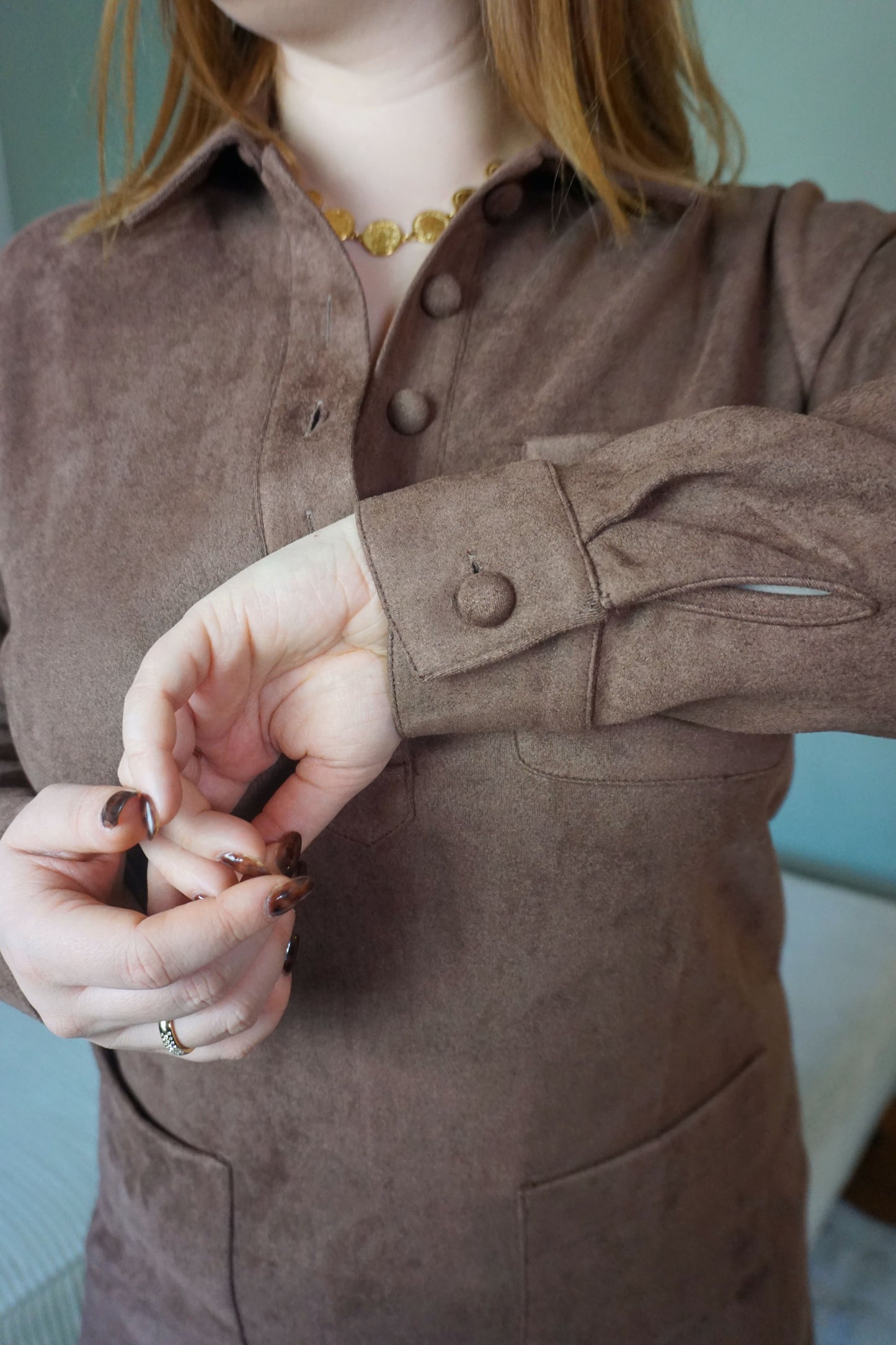 Robe marron effet daim