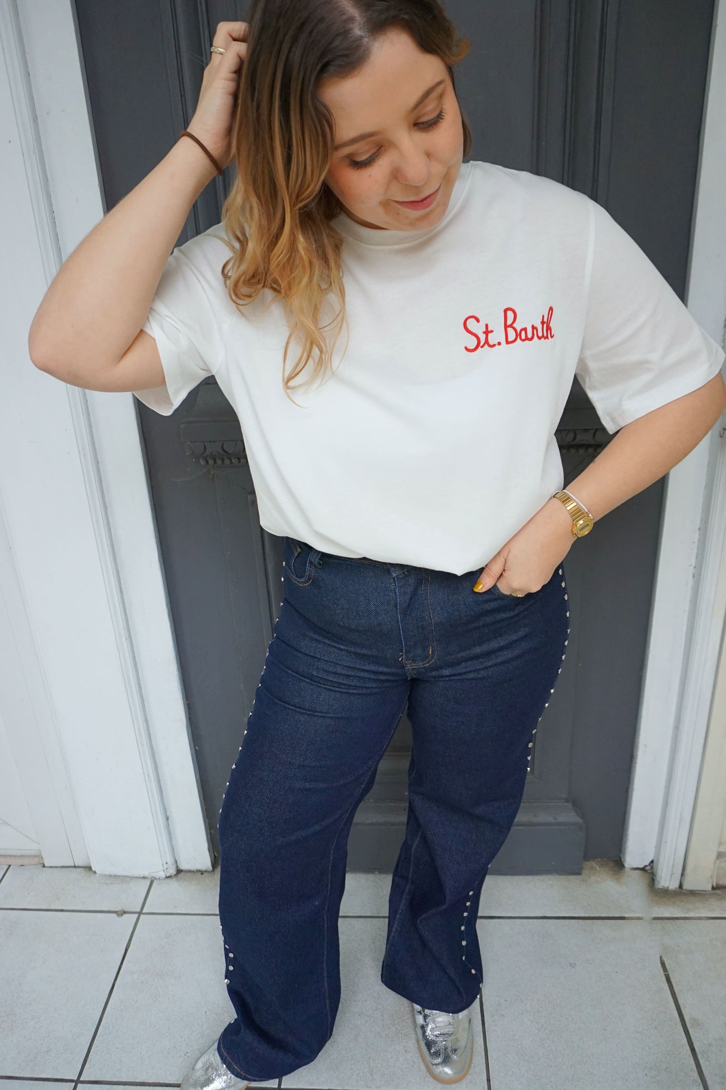 Tee-shirt coton blanc Saint Barth