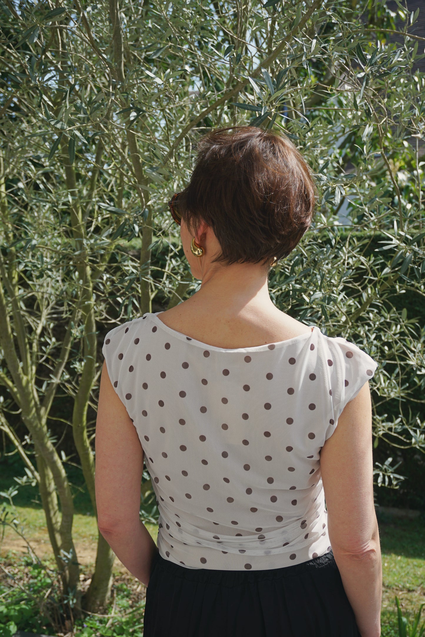 Top crème polka dot