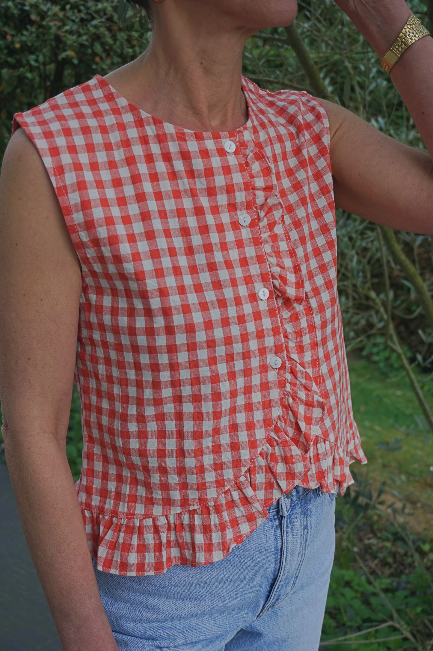 Top vichy rouge coton