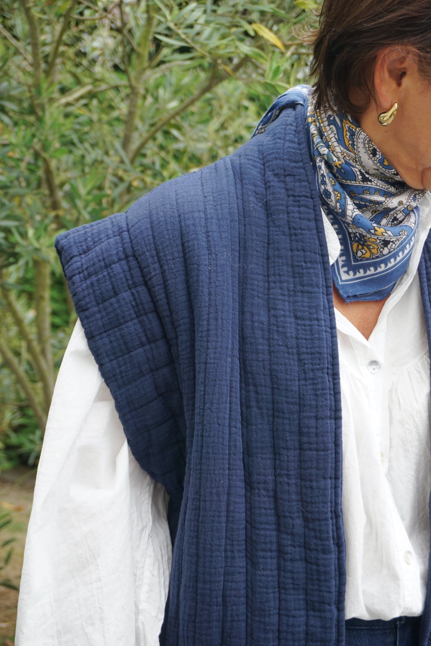 Veste sans manches matelassée bleue marine coton