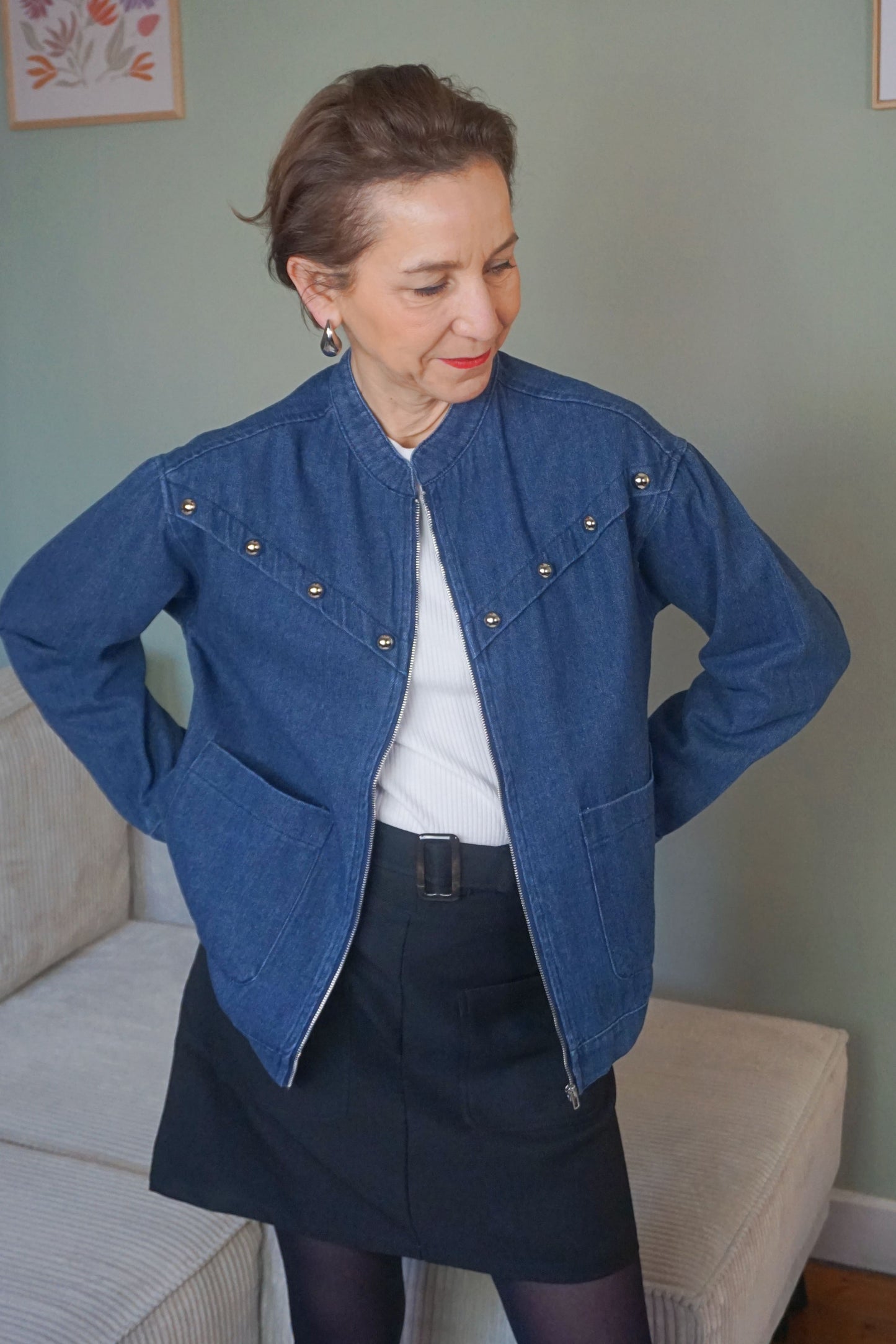 Veste en jean clous