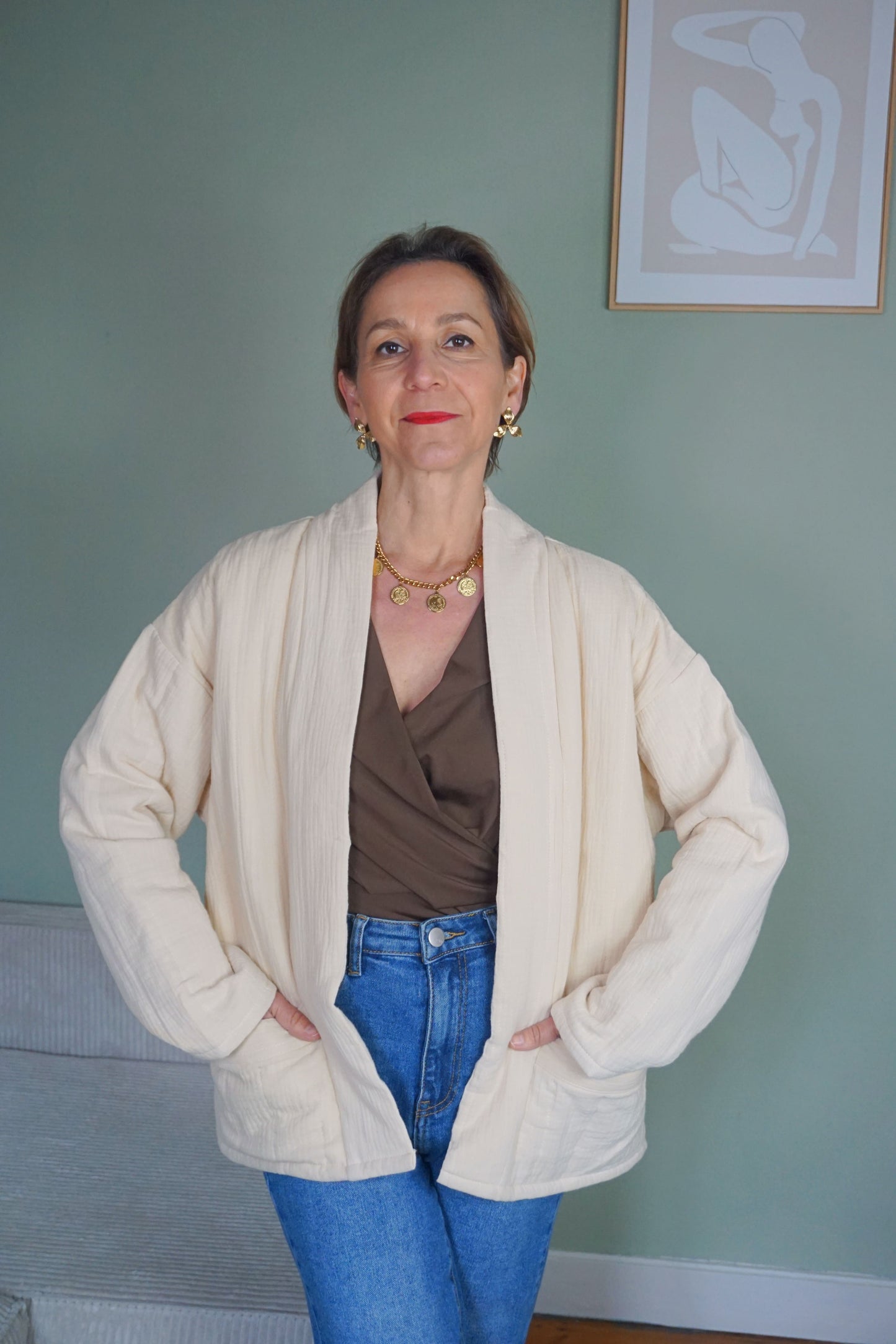 Veste matelassée crème coton