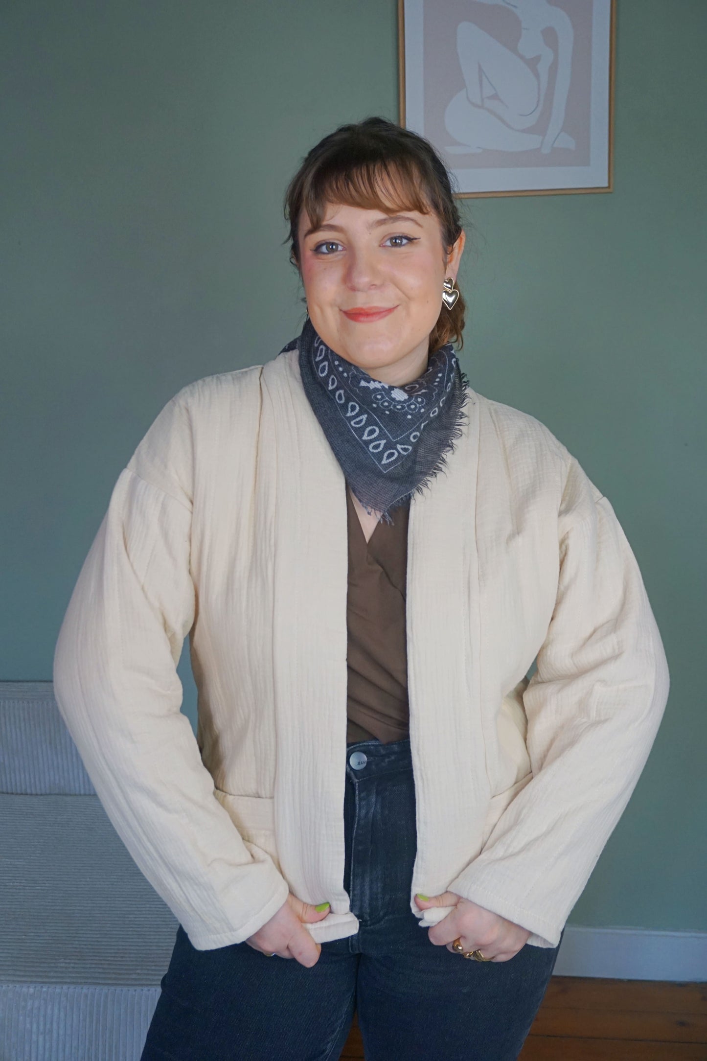 Veste matelassée crème coton