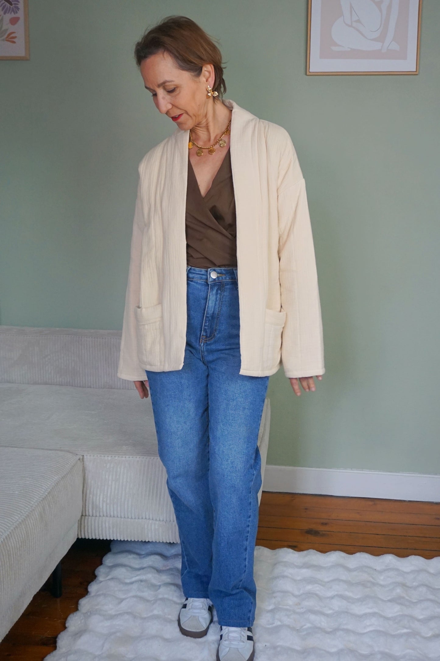 Veste matelassée crème coton