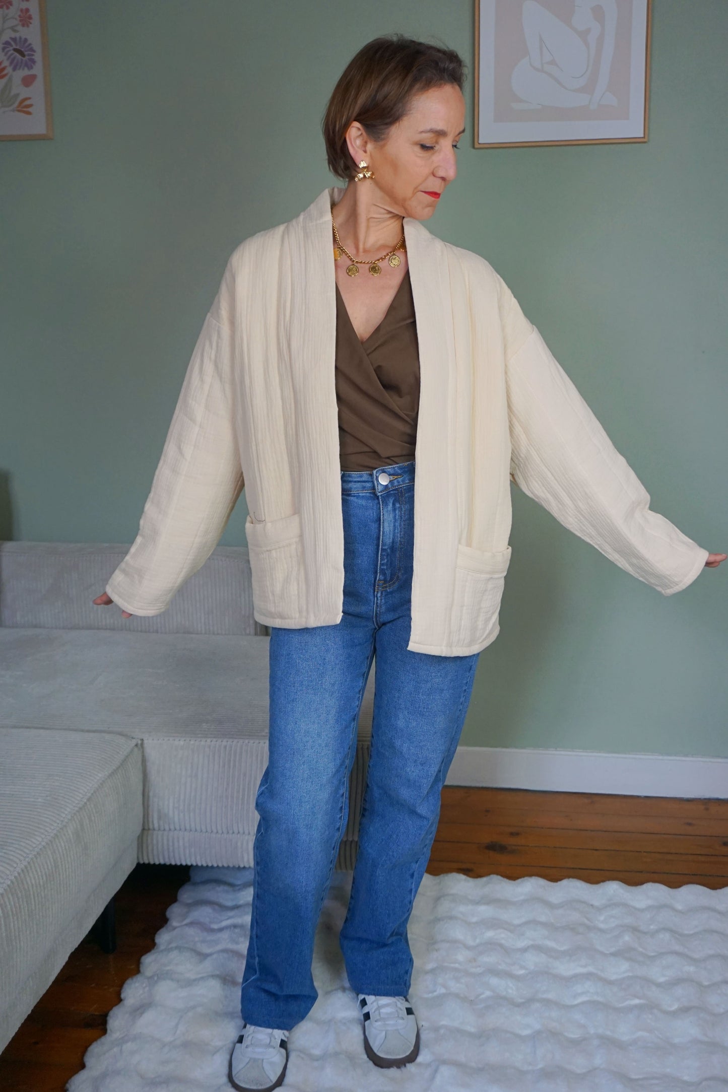 Veste matelassée crème coton