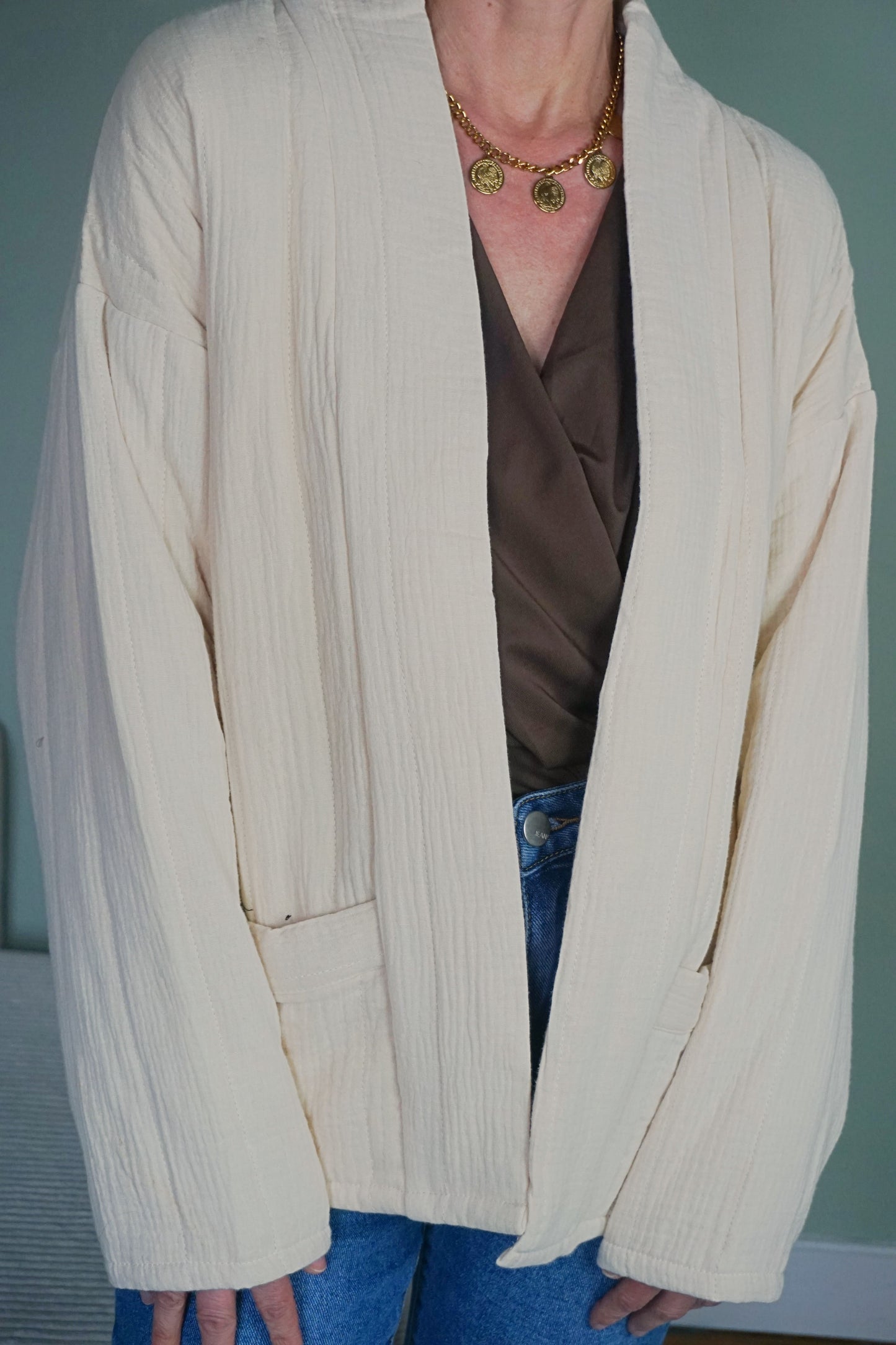 Veste matelassée crème coton
