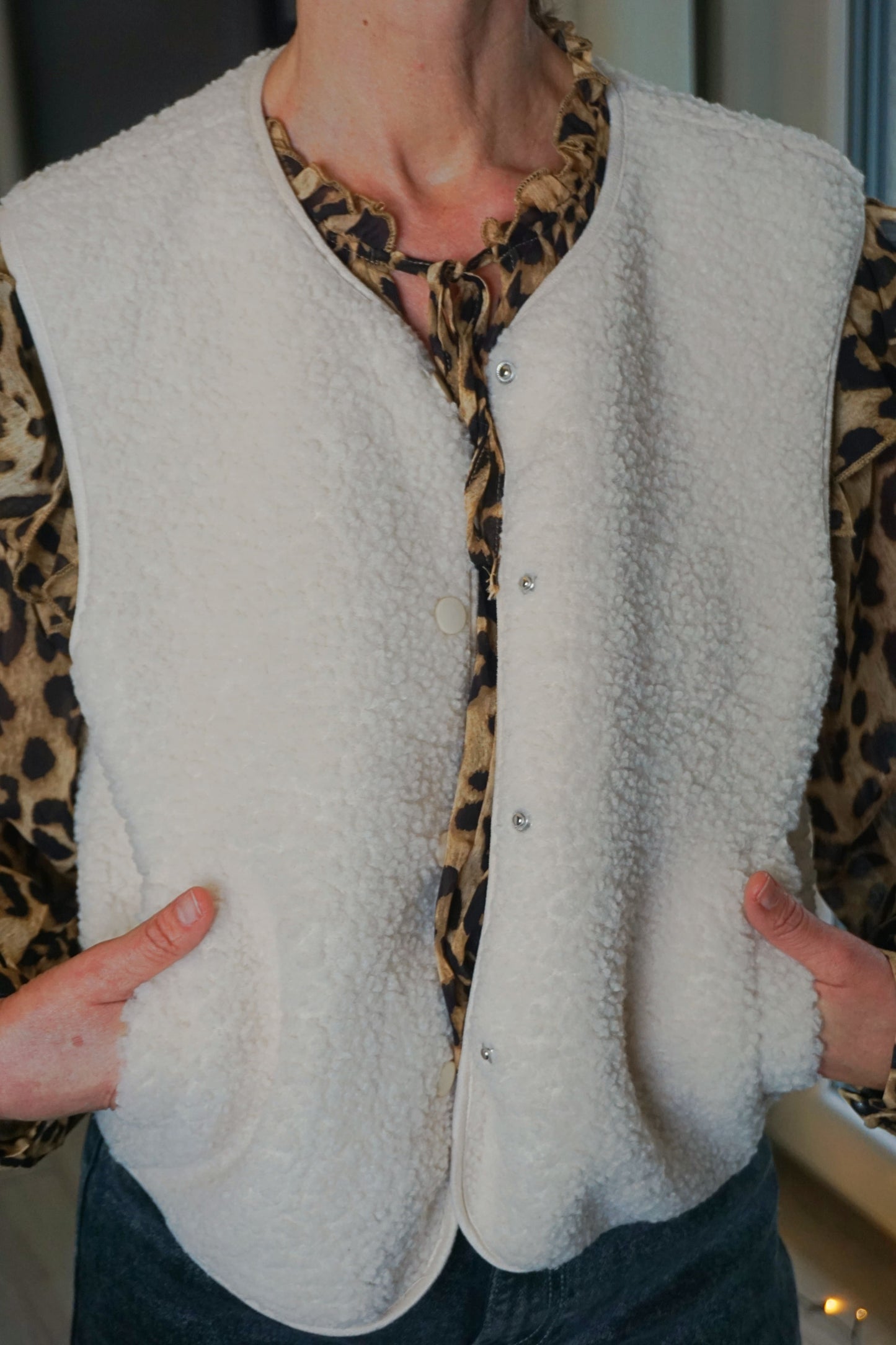 Veste sans manches teddy crème