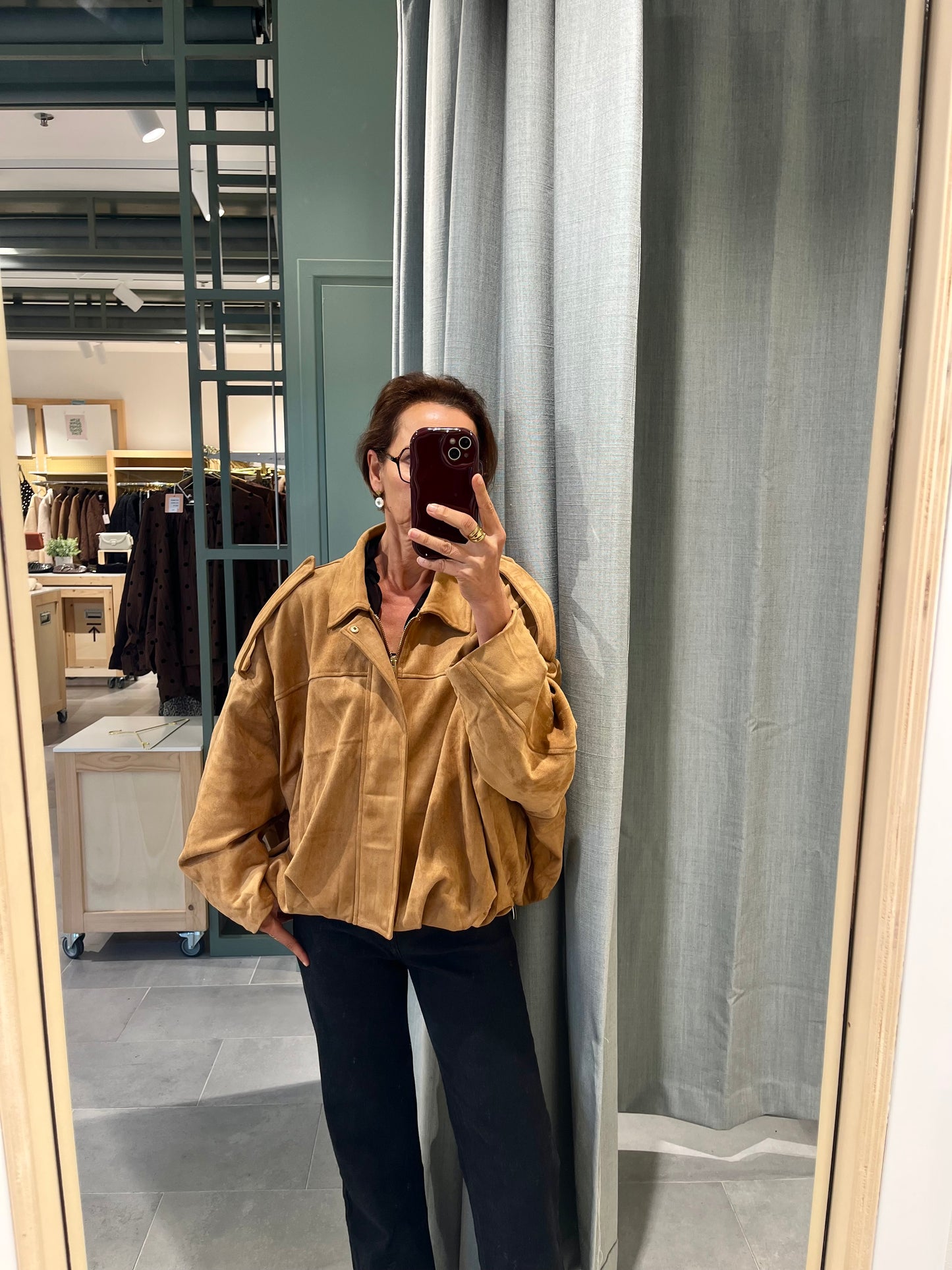 Veste bomber suédine camel