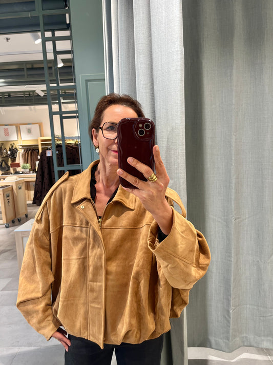 Veste bomber suédine camel