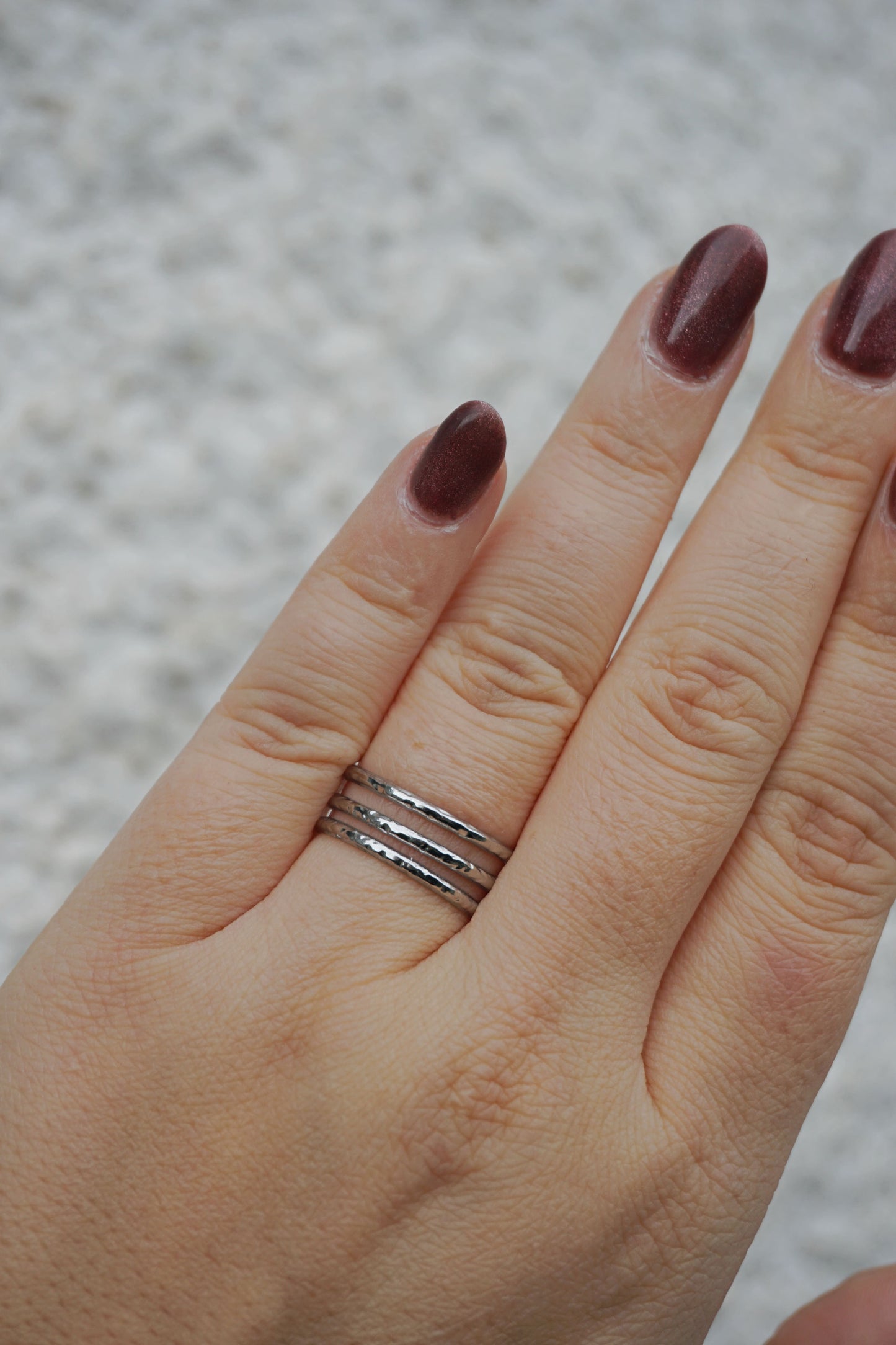 Bague argentée triple