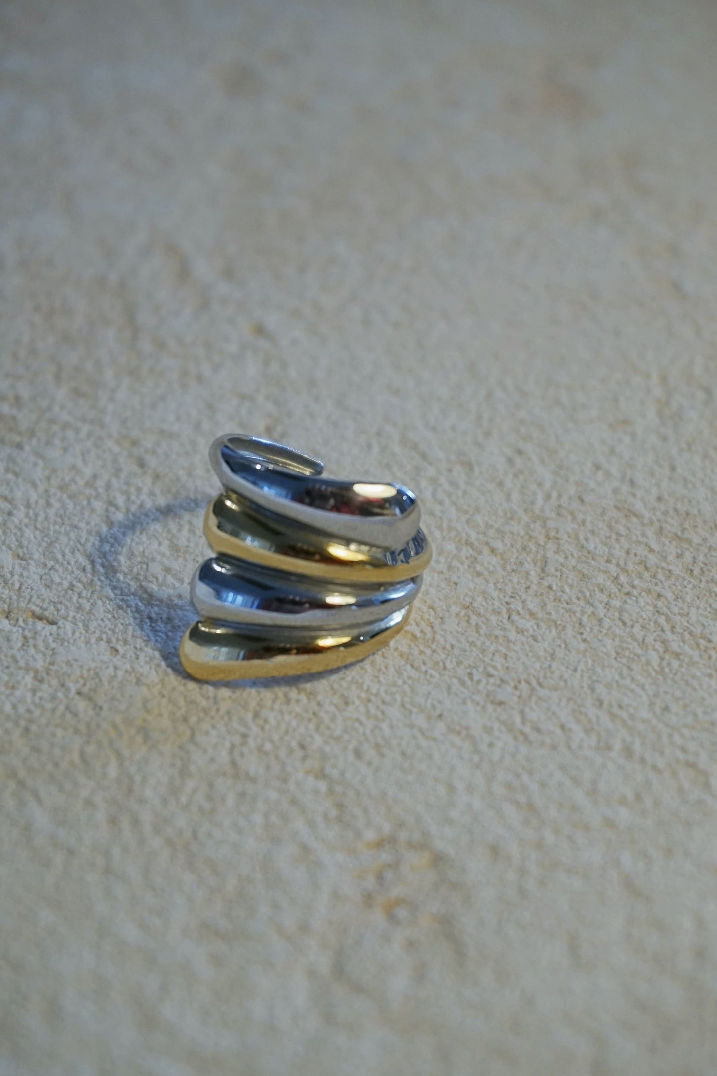Bague bicolore argentée et dorée