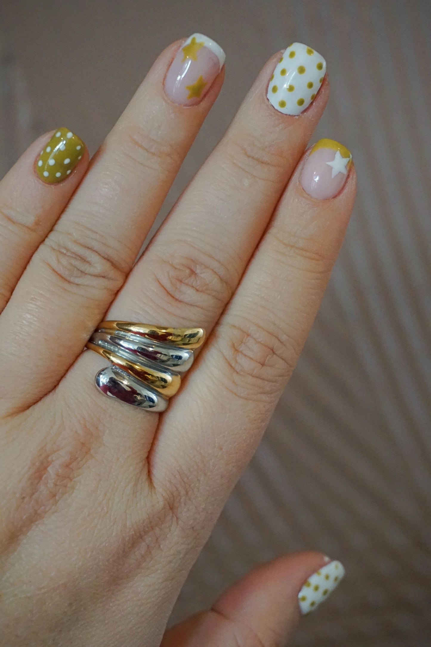 Bague bicolore argentée et dorée