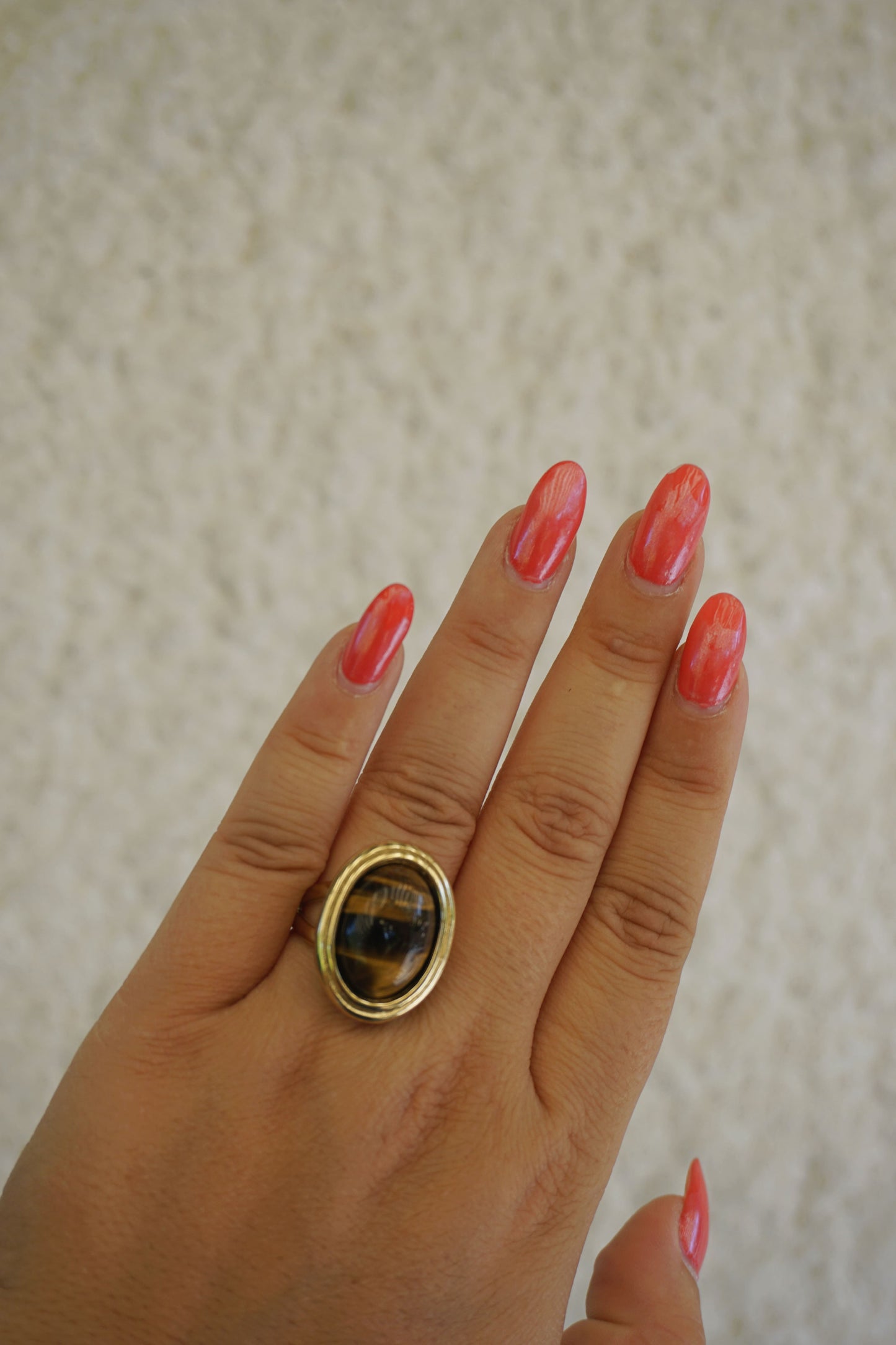 Bague dorée pierre marron