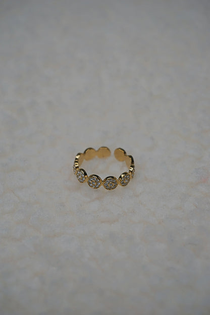 Bague dorée trèfles strass