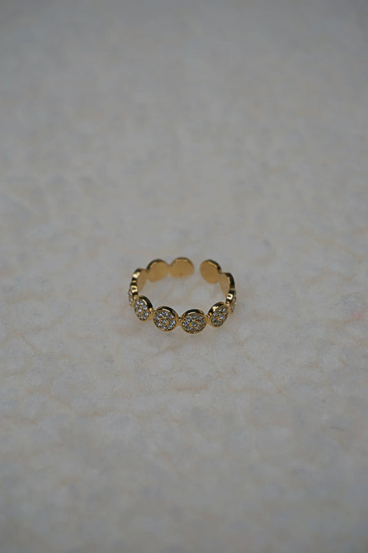 Bague dorée trèfles strass